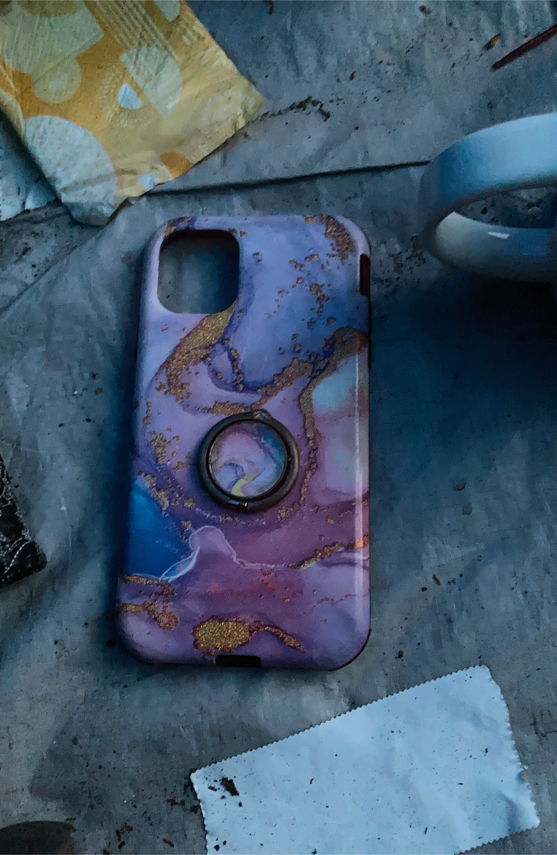 Purple Marble iPhone Case with Ring Holder thumbnail