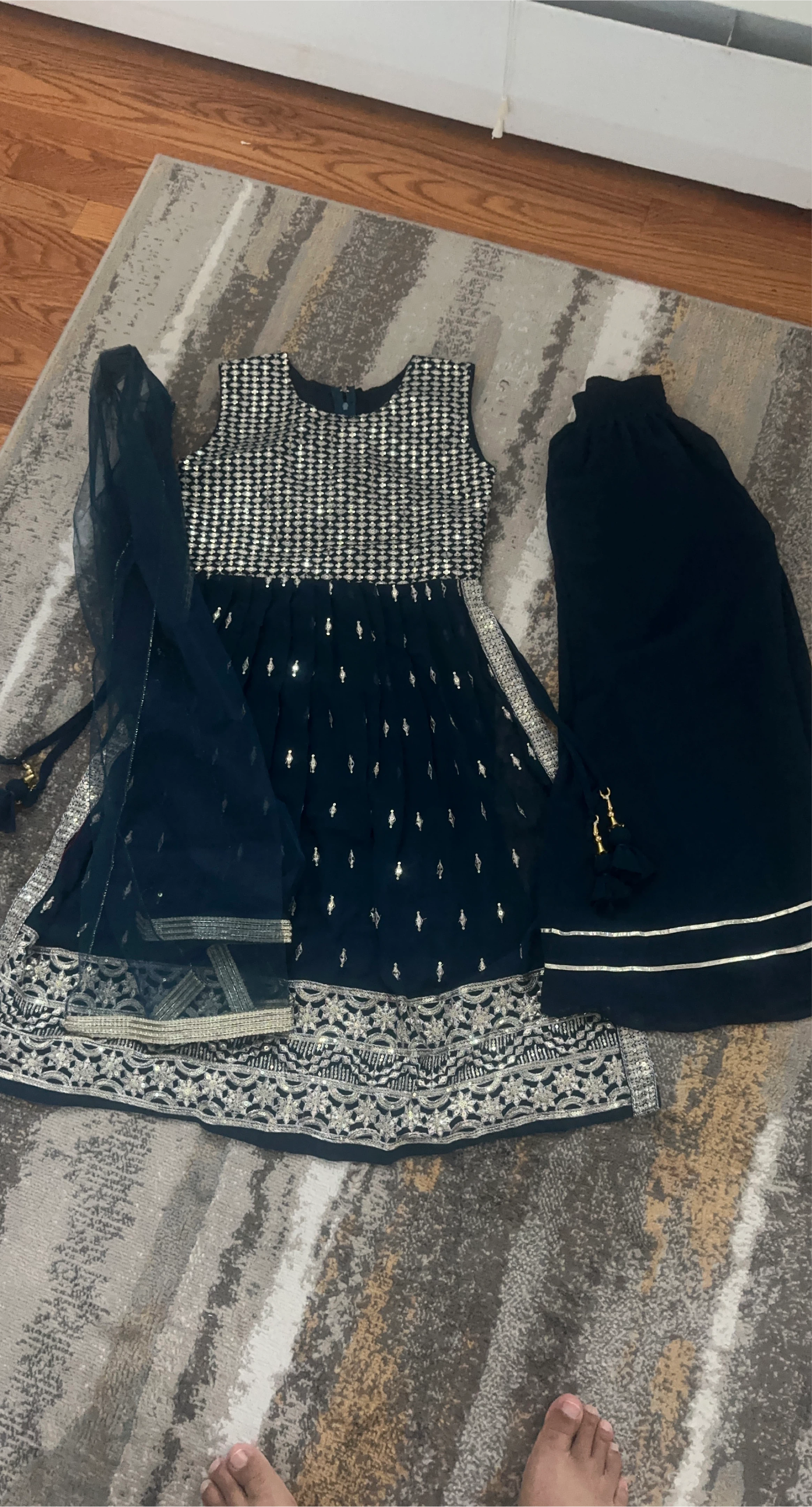 Indian Salwar Kameez Suit - Navy Blue thumbnail