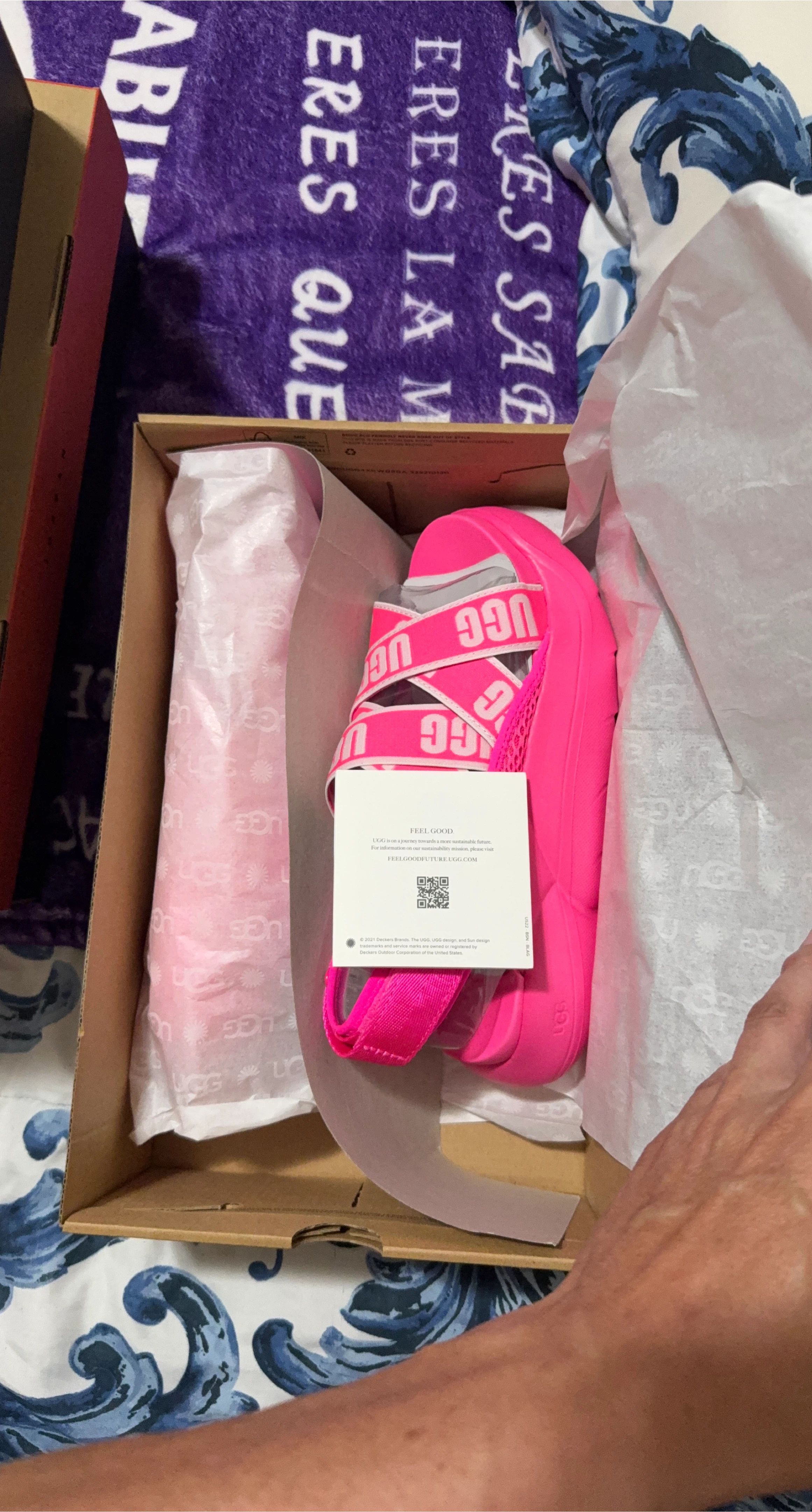 UGG Sport Yeah Hot Pink Sandals - New in Box! thumbnail