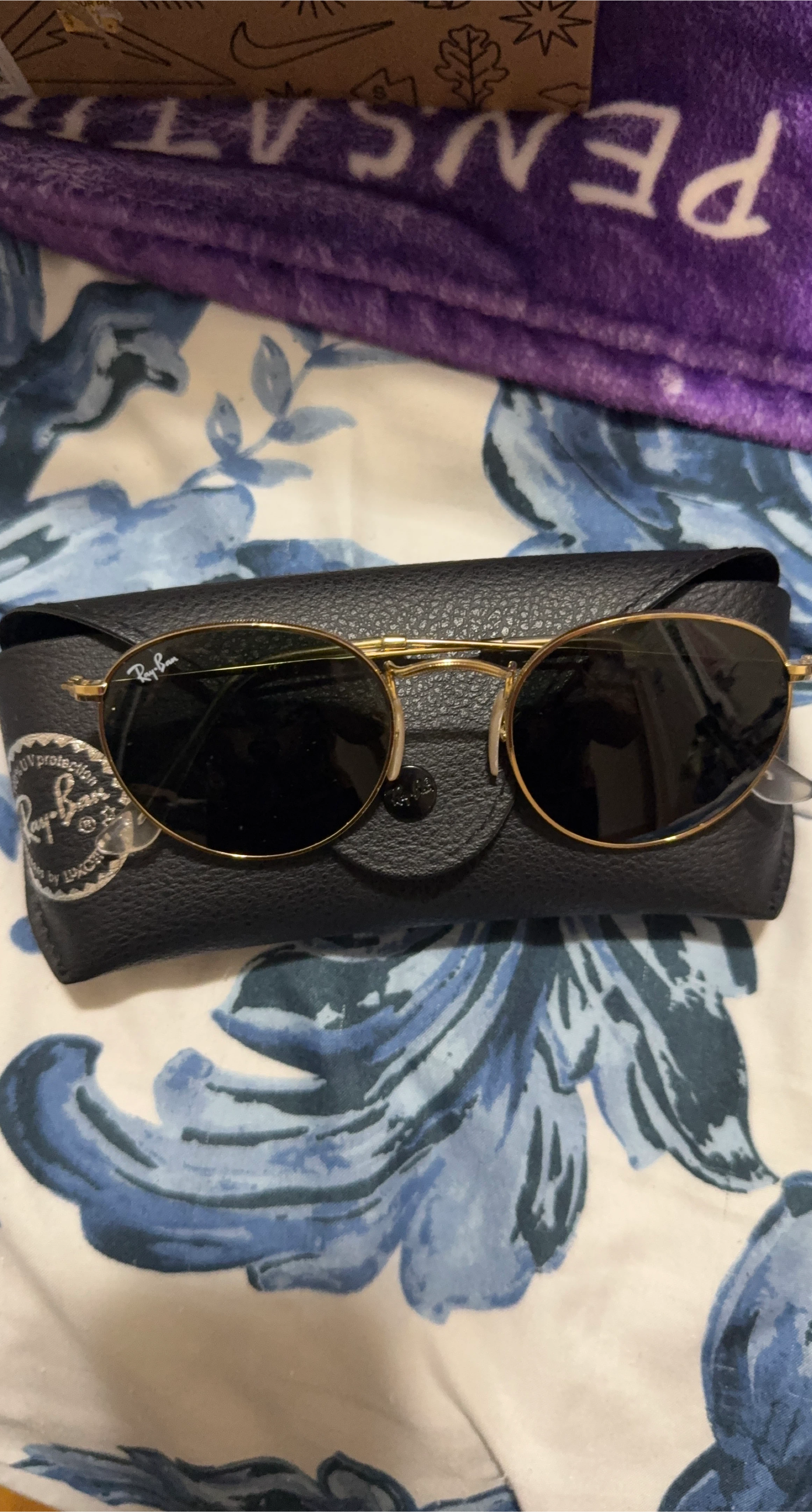 Ray-Ban Gold Frame Sunglasses with Case thumbnail