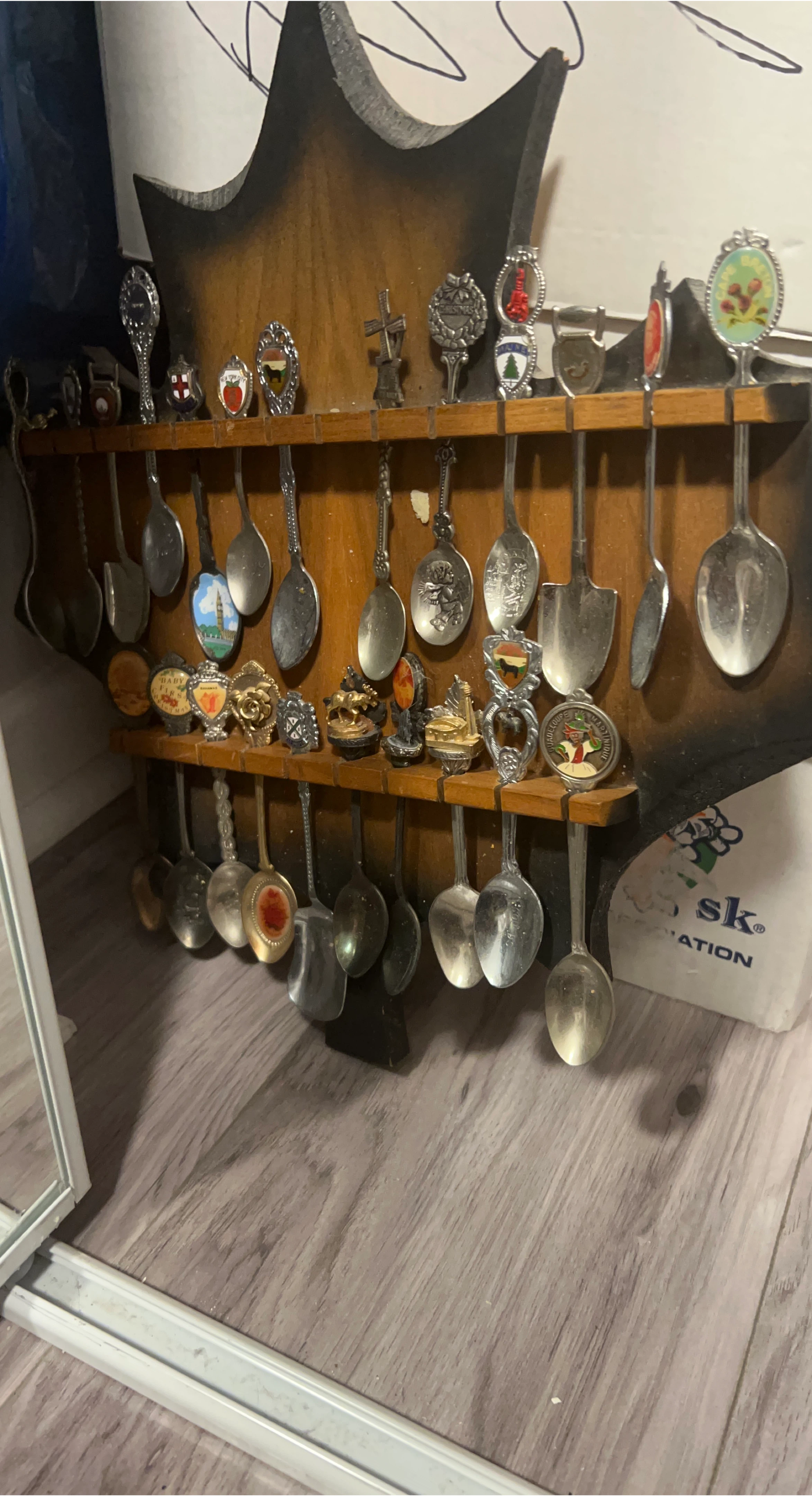Vintage Souvenir Spoon Collection Display Rack