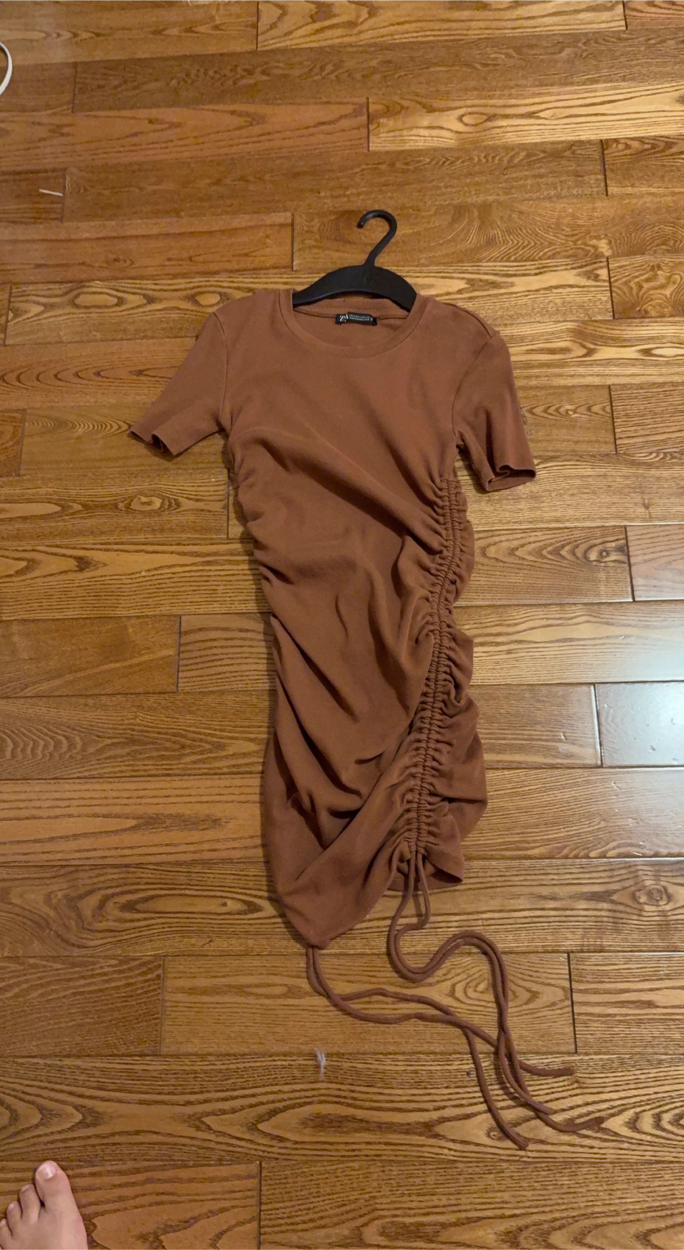 Zara Brown Ruched Mini Dress thumbnail