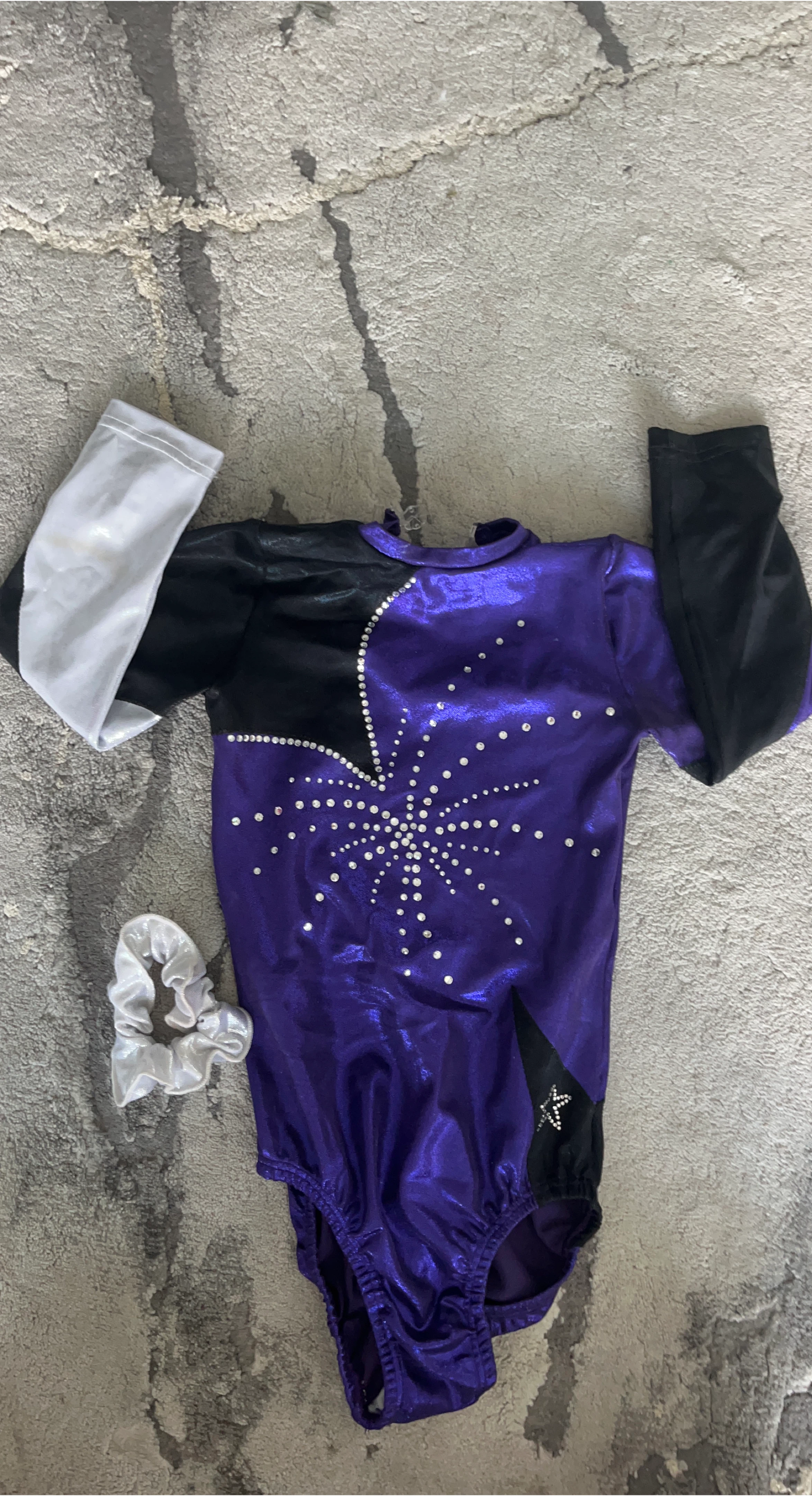 Purple Gymnastics Leotard with Scrunchie thumbnail