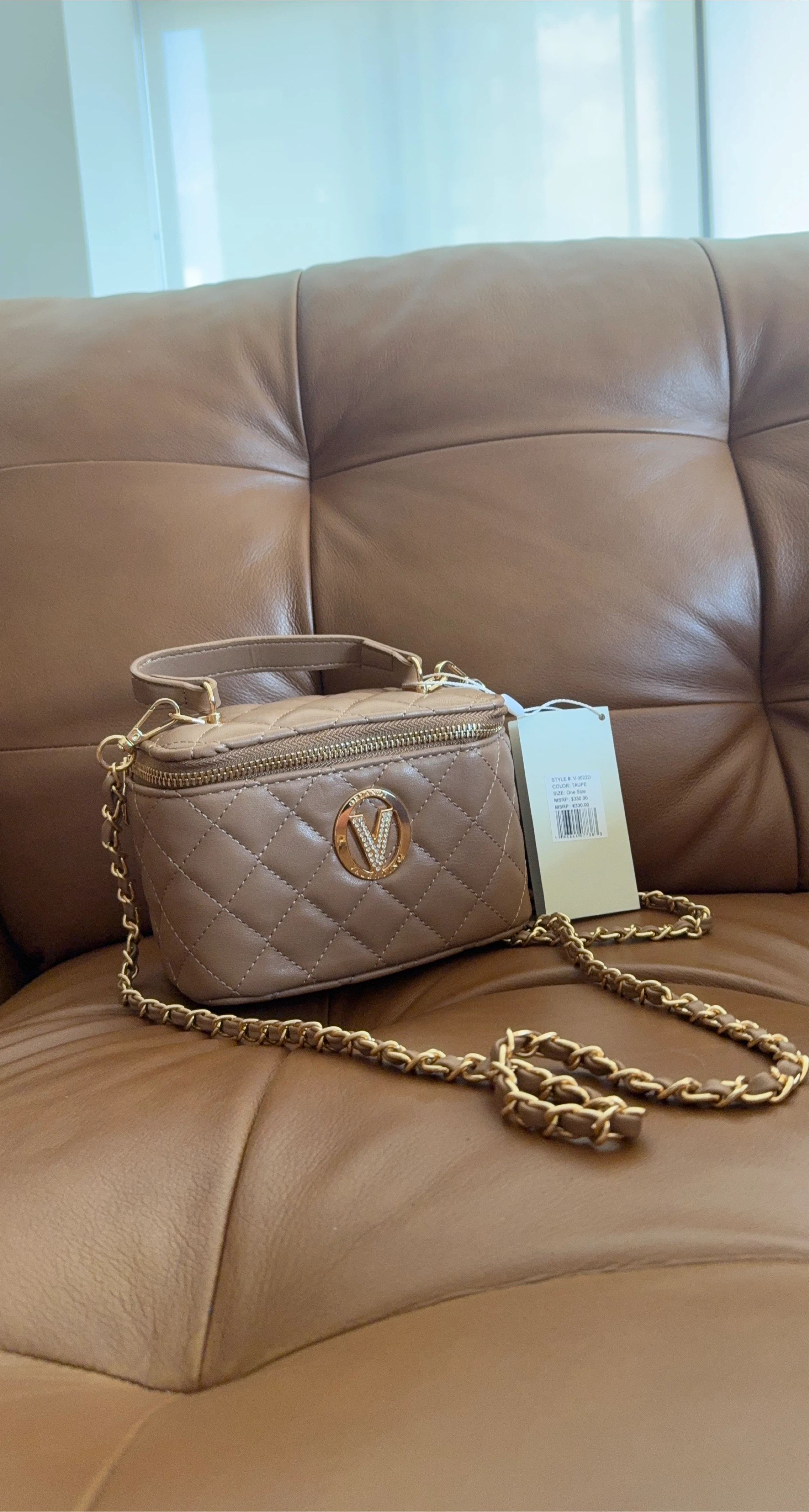 Valentino Taupe Quilted Vanity Bag thumbnail