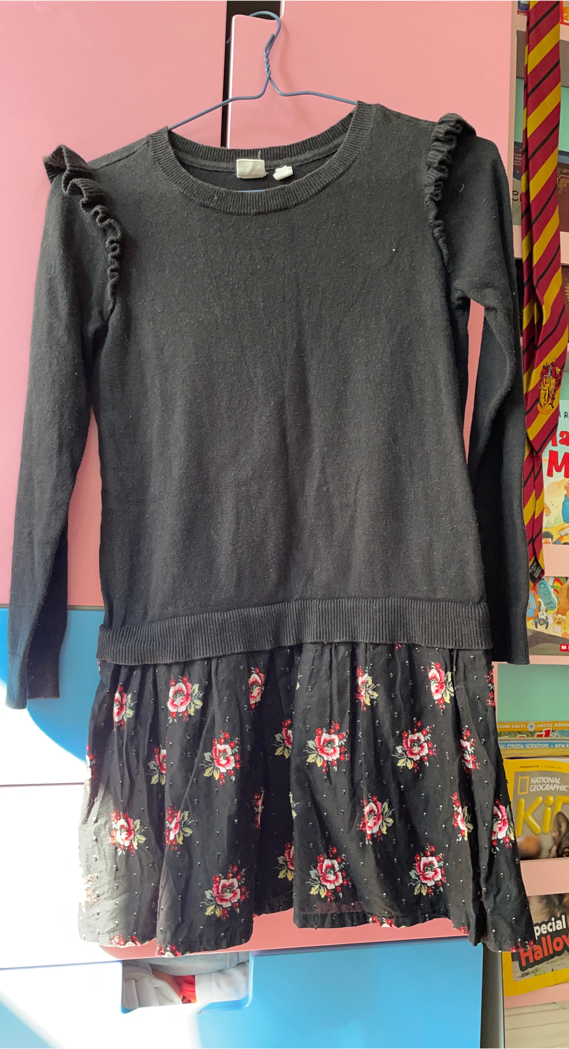 Girls' Black Floral Dress