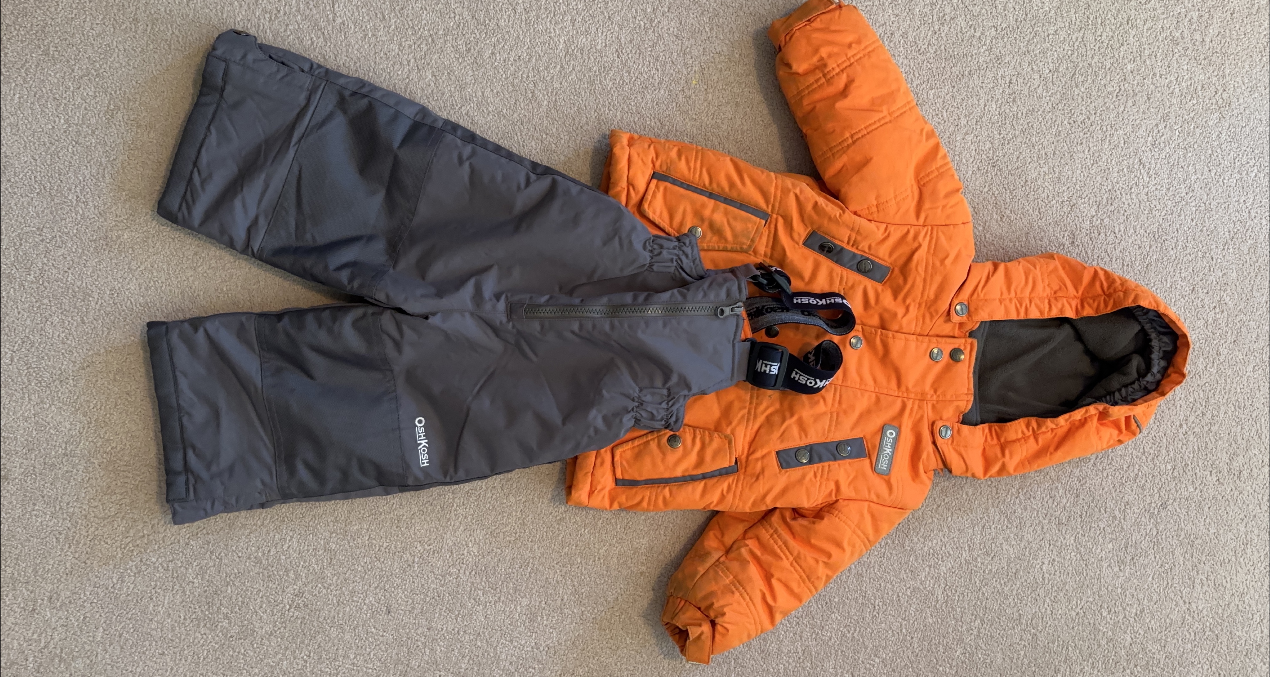 OshKosh Kids' Snowsuit - Orange & Grey thumbnail
