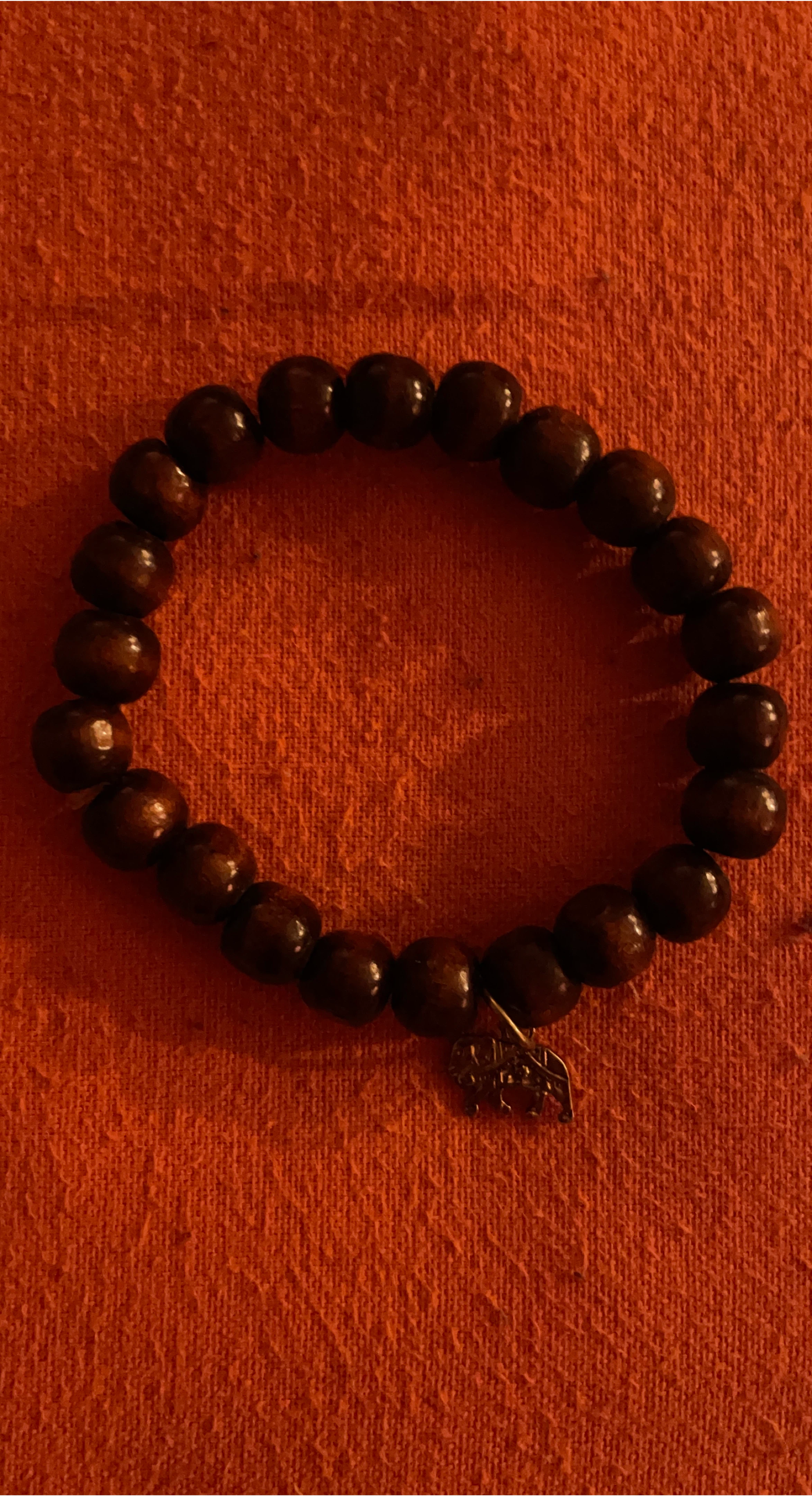 Wooden Bead Bracelet with Elephant Charm thumbnail