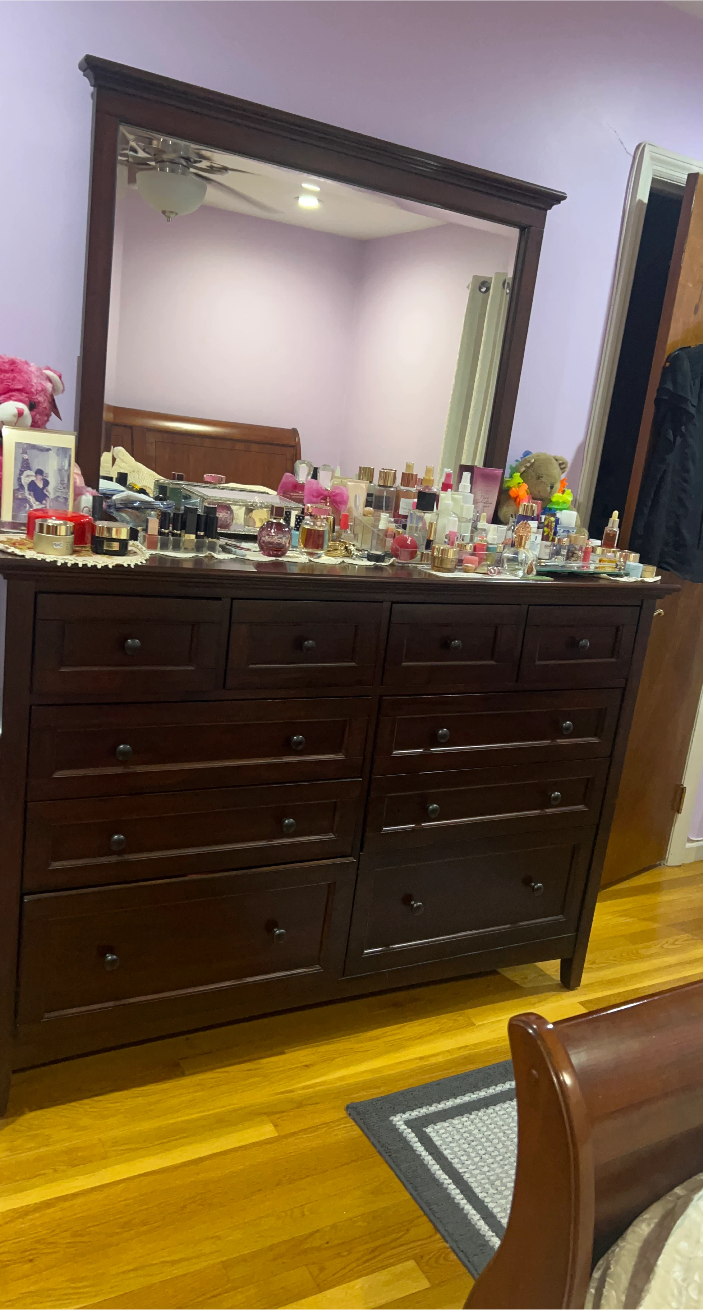 Brown Wooden Dresser with Mirror thumbnail