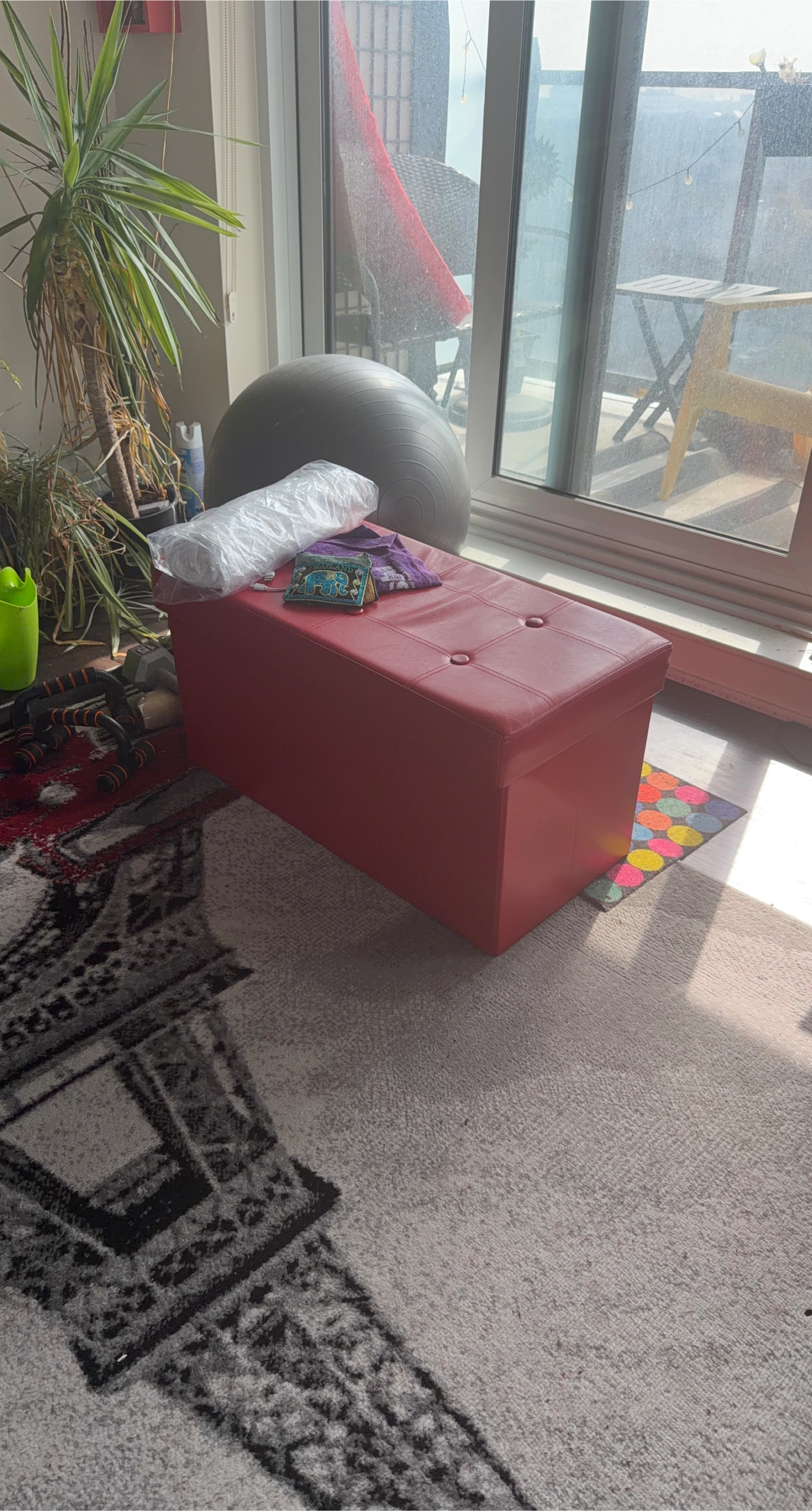 Red Storage Ottoman