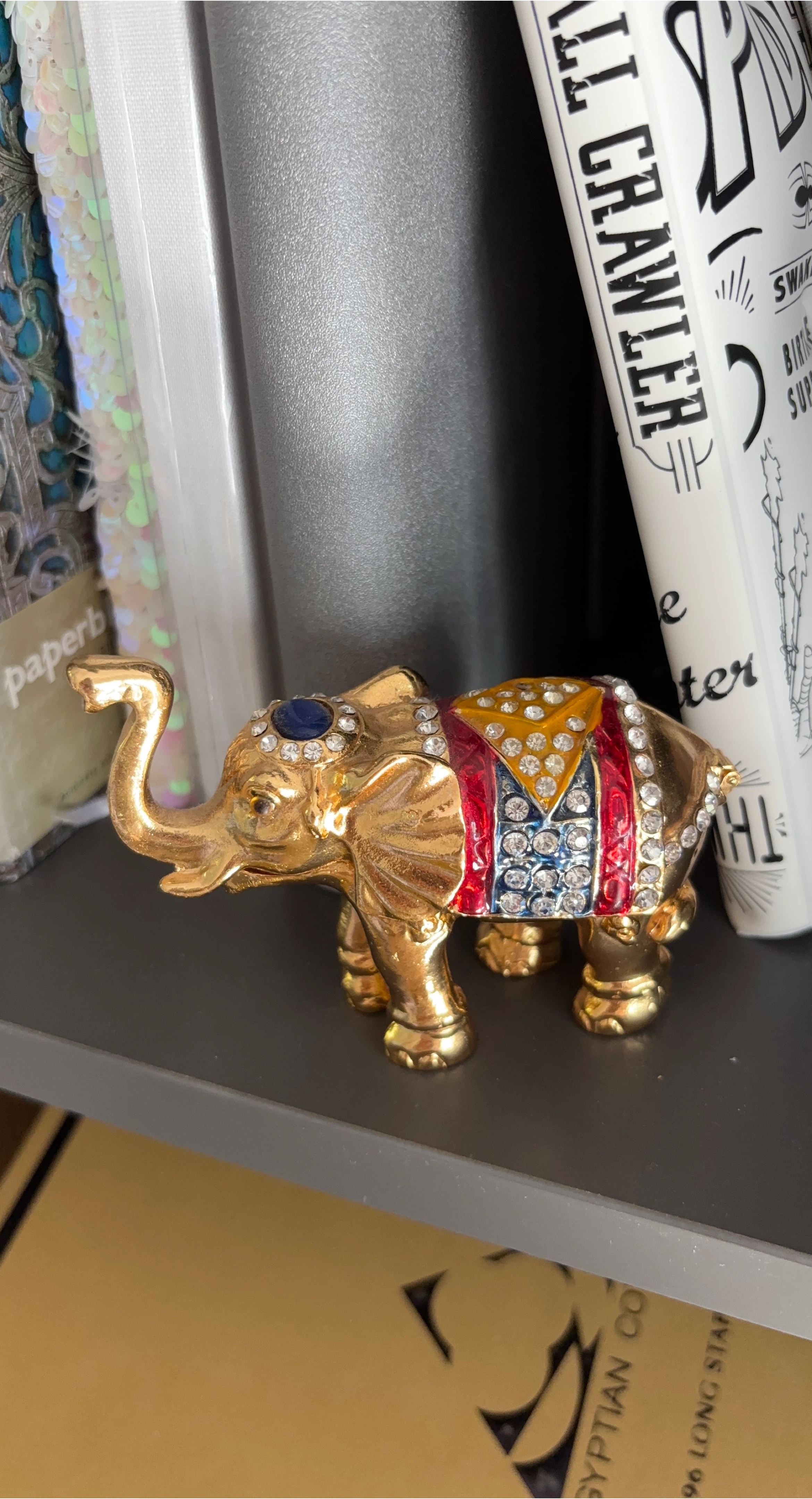 Elephant Trinket Box - Gold Tone thumbnail