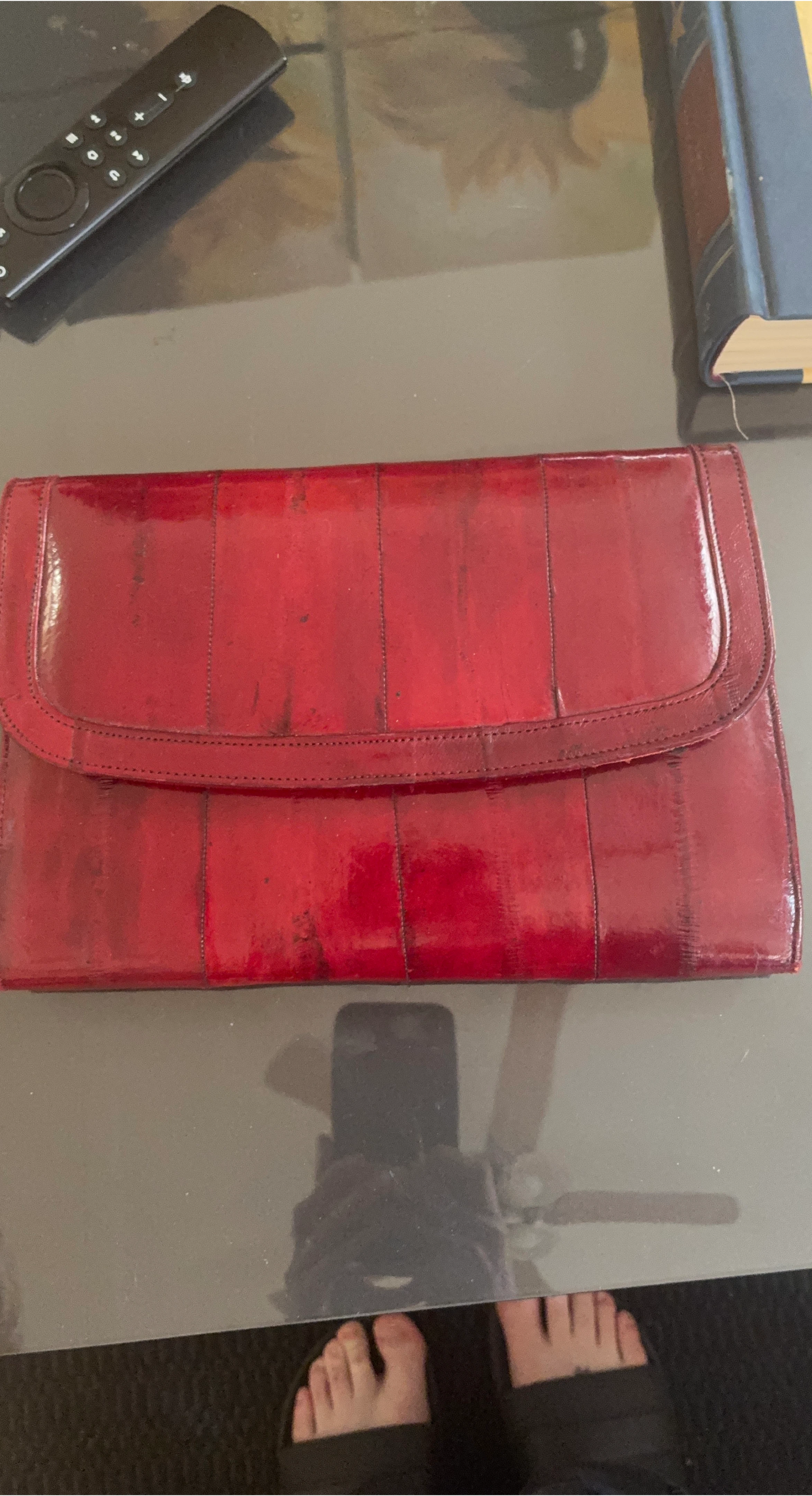 Red Eel Skin Clutch thumbnail
