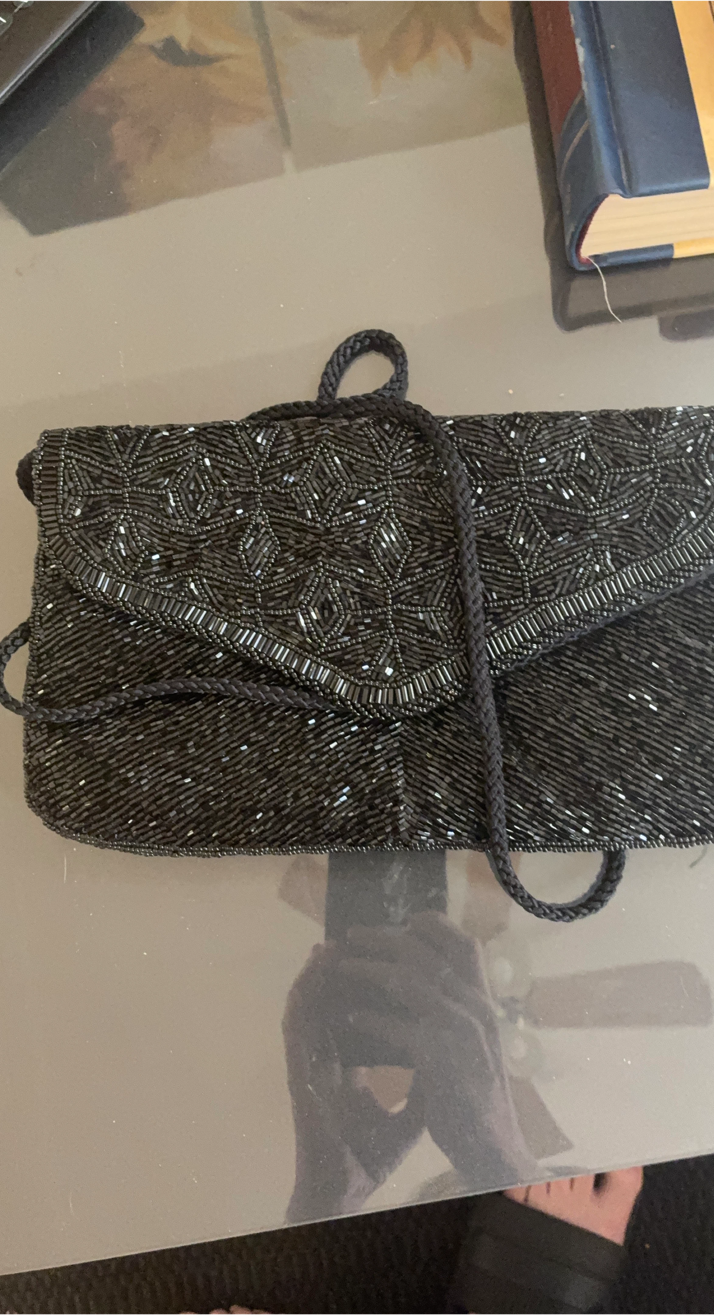 Black Beaded Clutch Purse thumbnail
