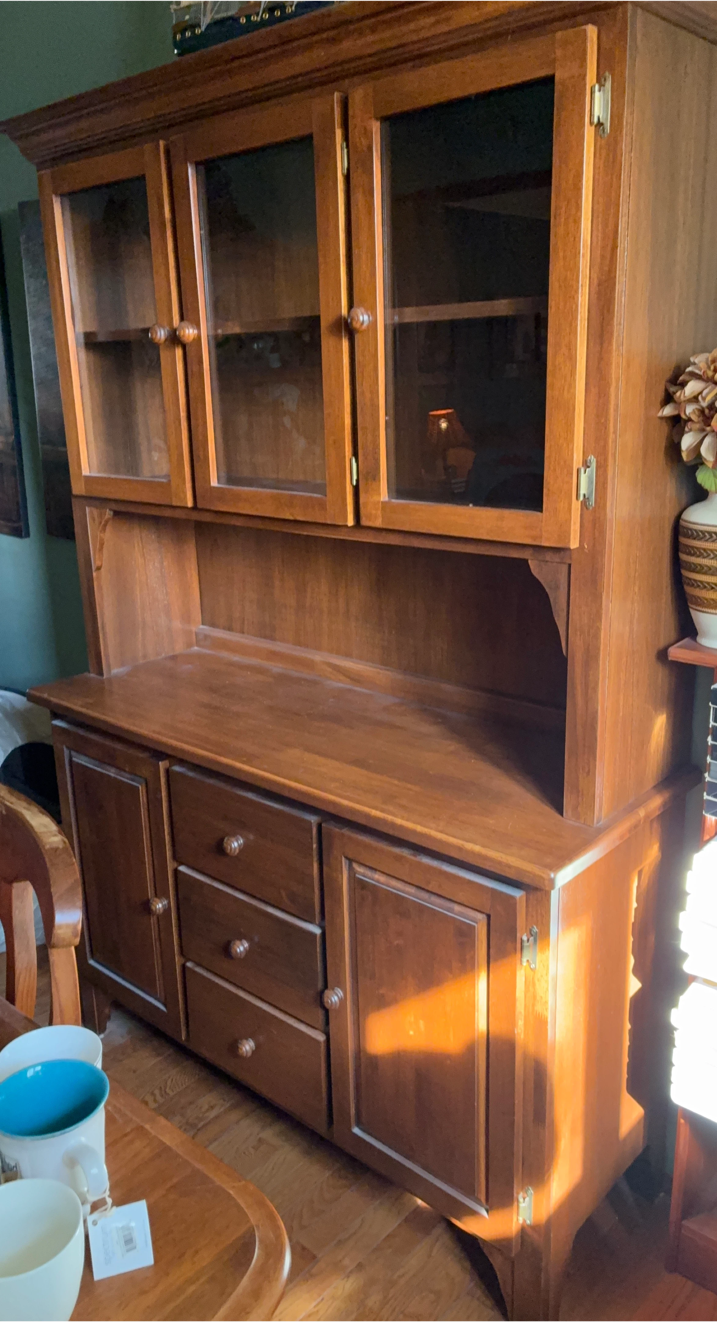 Wooden Hutch with Glass Cabinets thumbnail