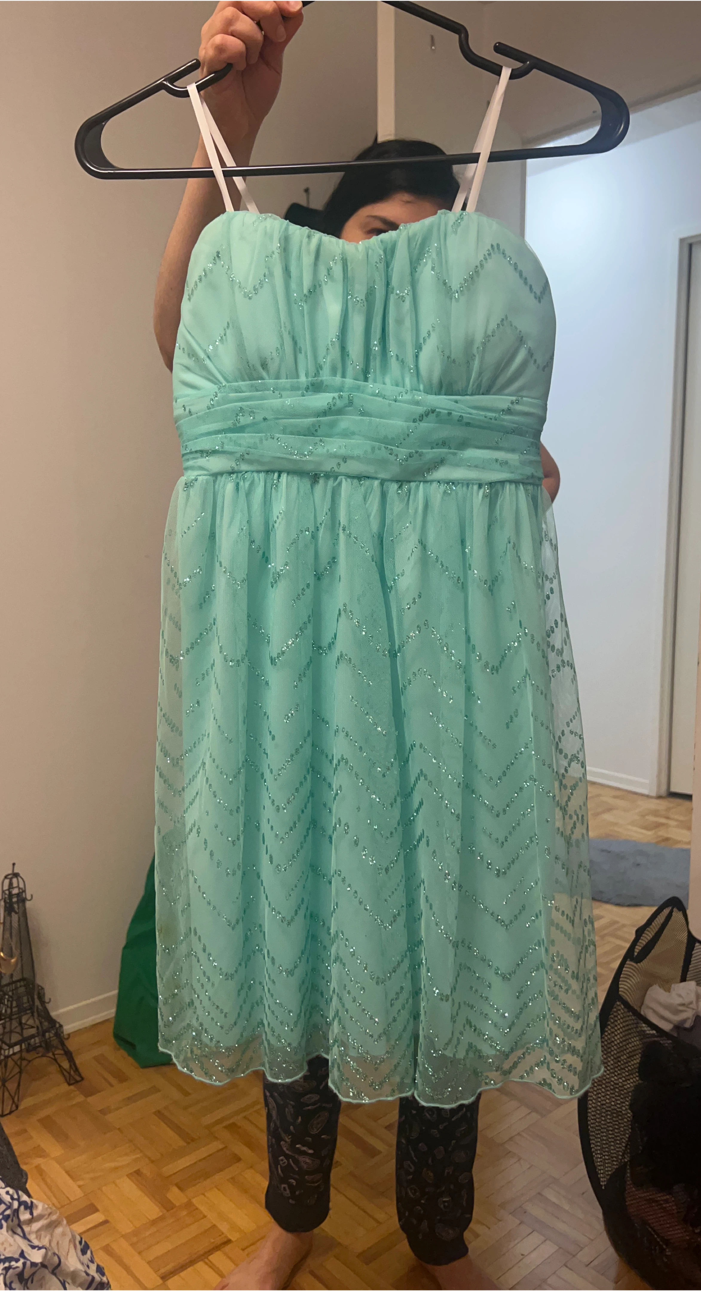 Sparkly Mint Green Strapless Dress