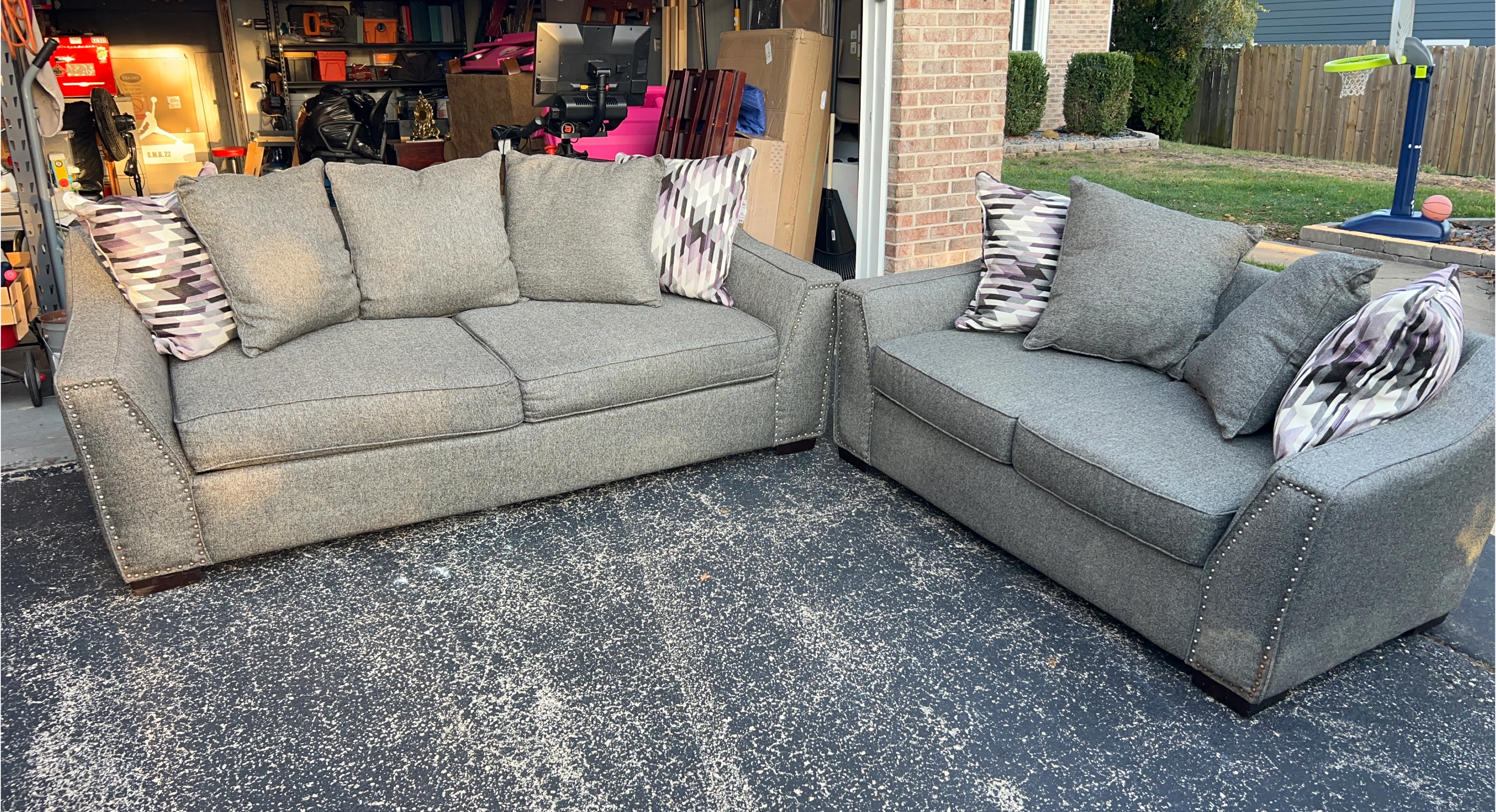 Gray Sofa and Loveseat Set thumbnail