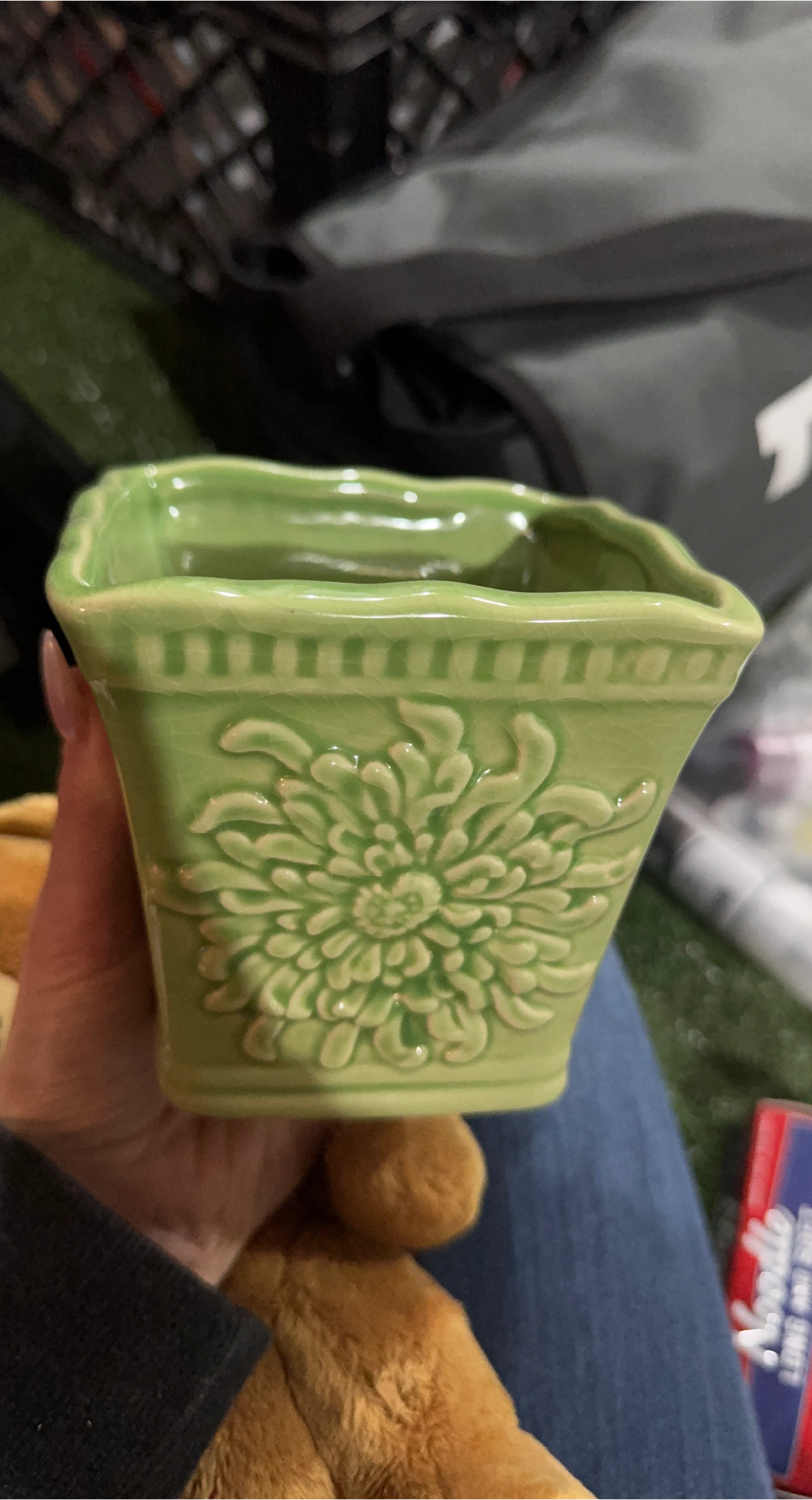 Green Ceramic Flower Pot thumbnail
