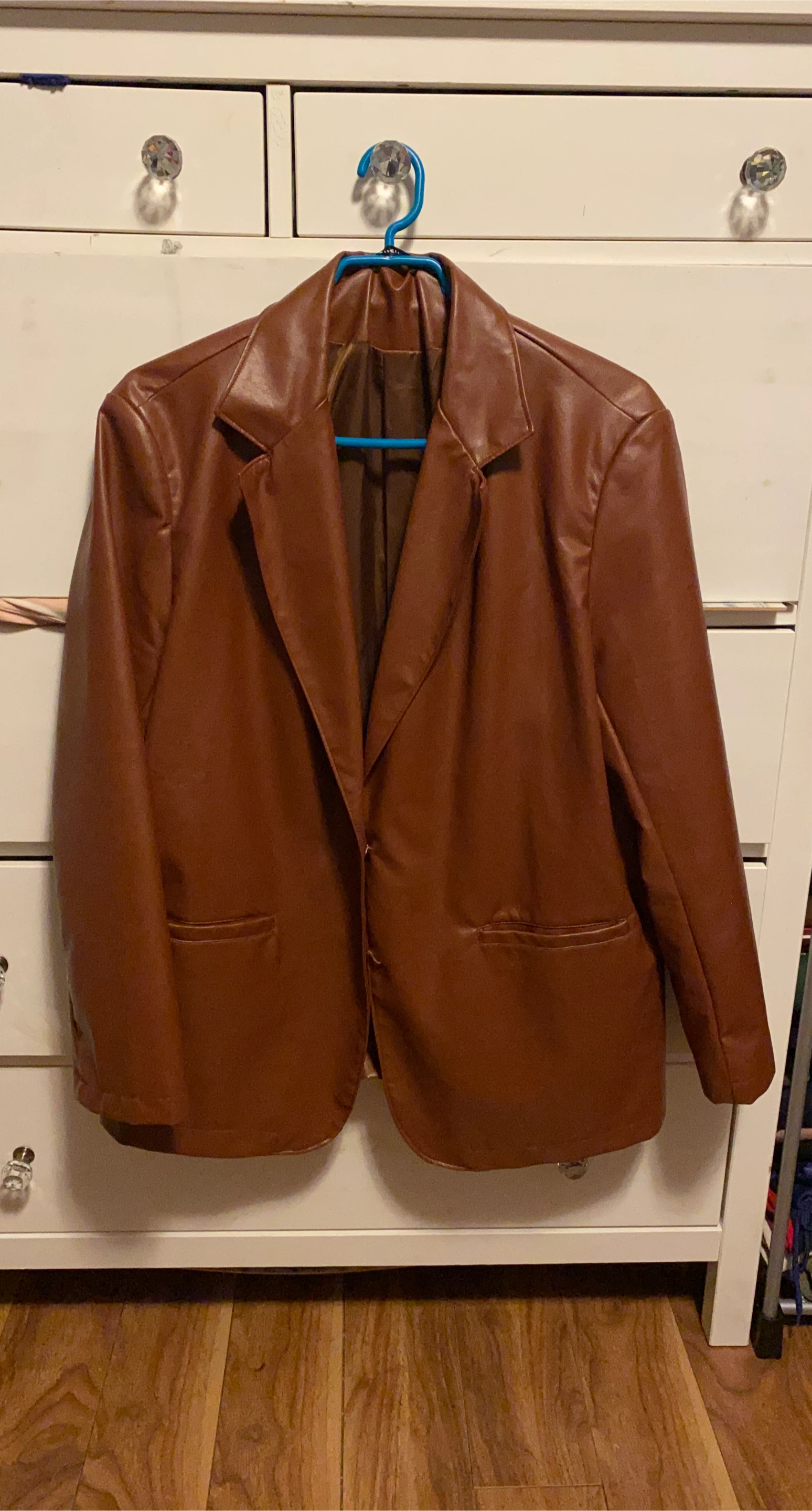 Brown Faux Leather Blazer thumbnail
