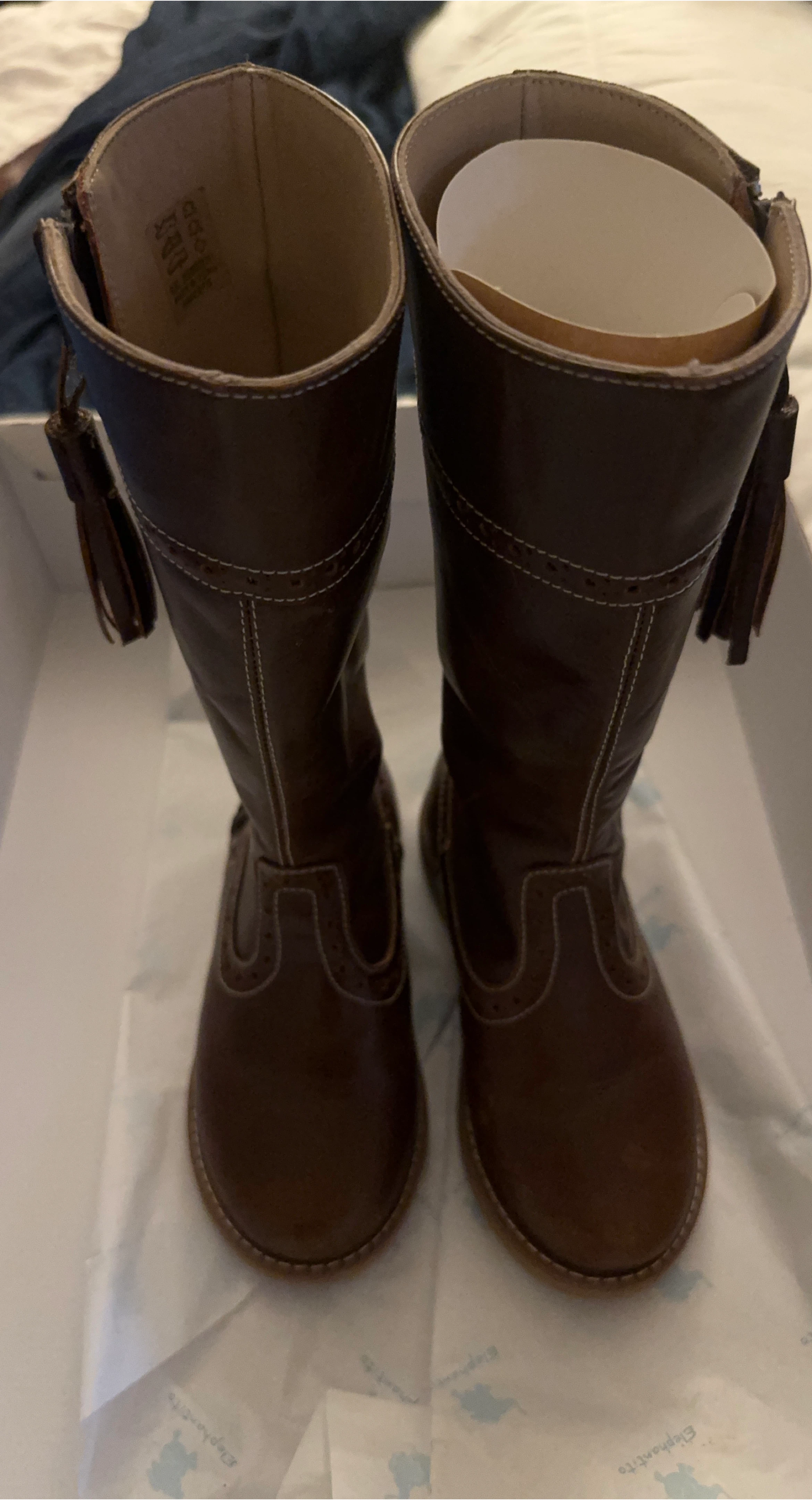 Elephantito Brown Leather Riding Boots thumbnail