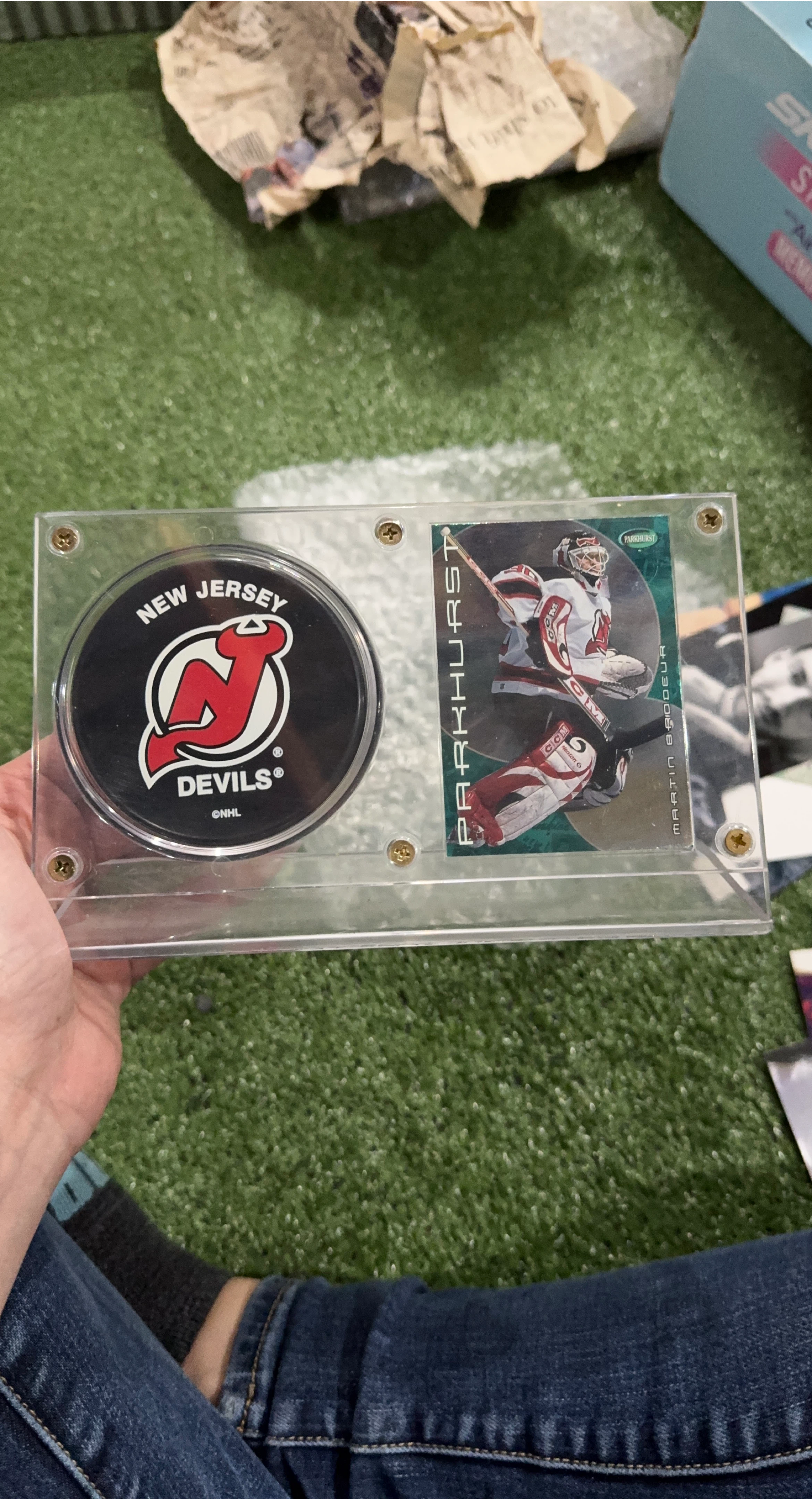 New Jersey Devils Puck & Martin Brodeur Card thumbnail