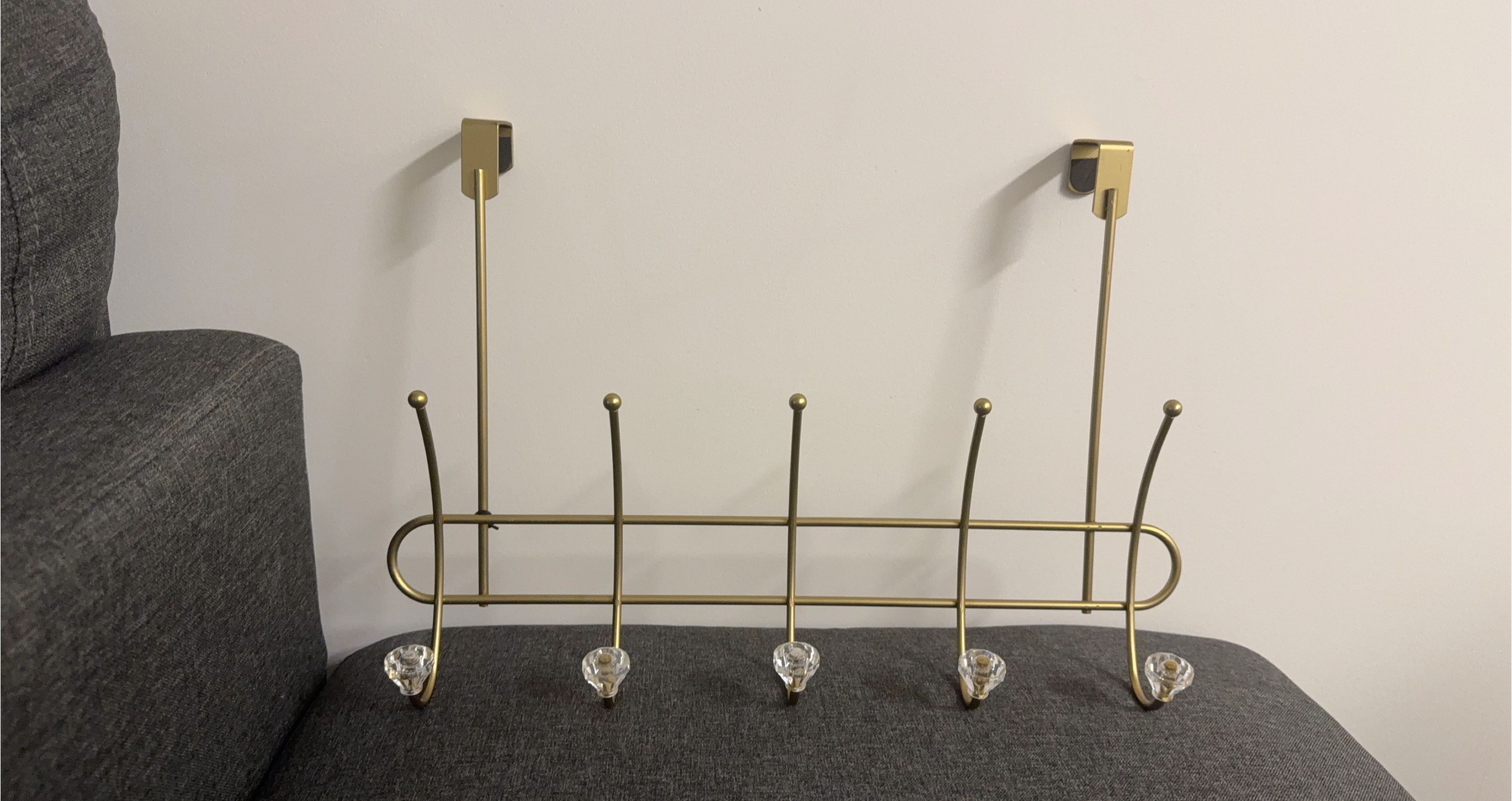 Gold Over-the-Door Hook Rack with Crystal Accents thumbnail