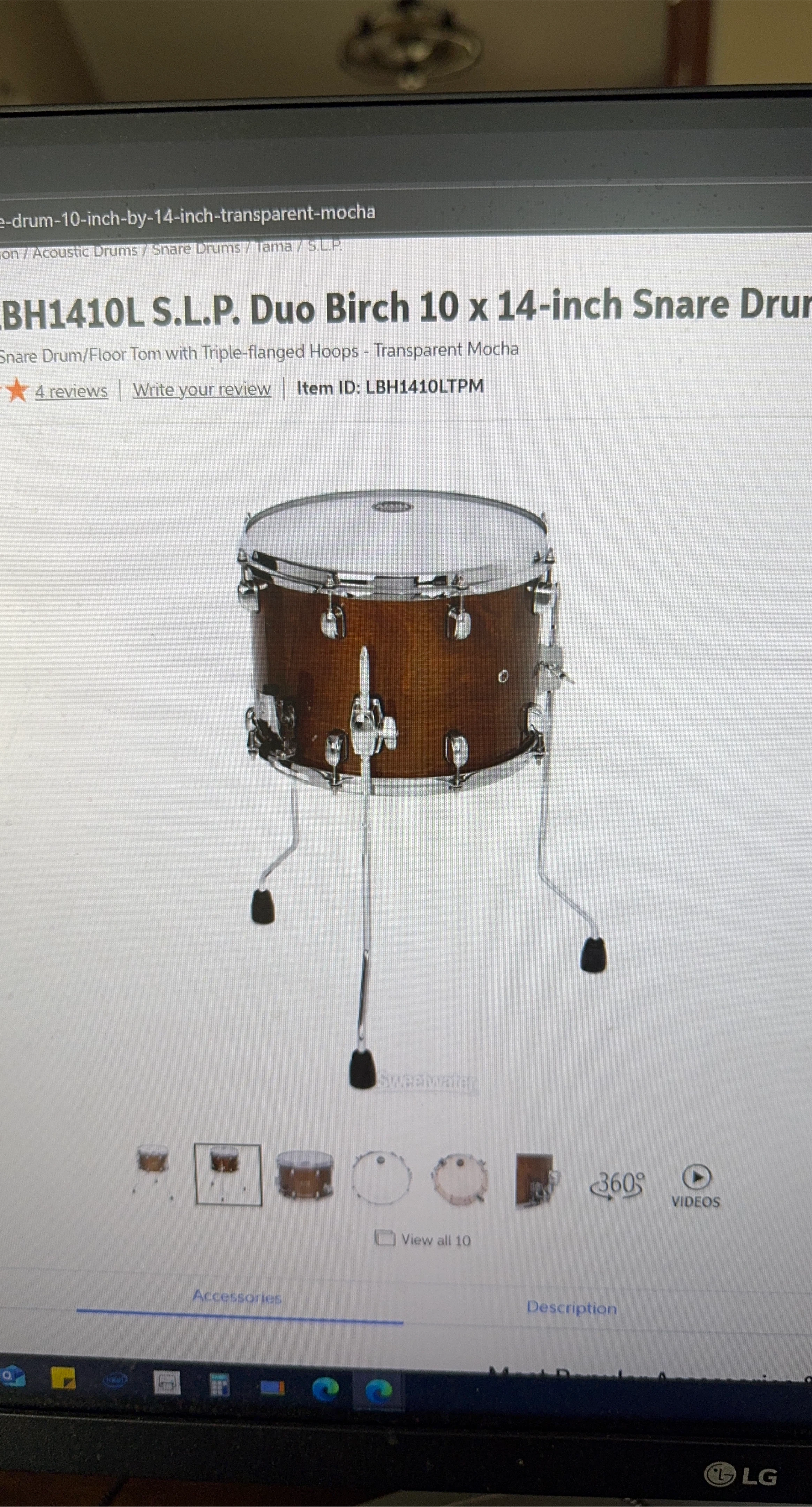 Tama S.L.P. Duo Birch 10x14 Snare Drum thumbnail