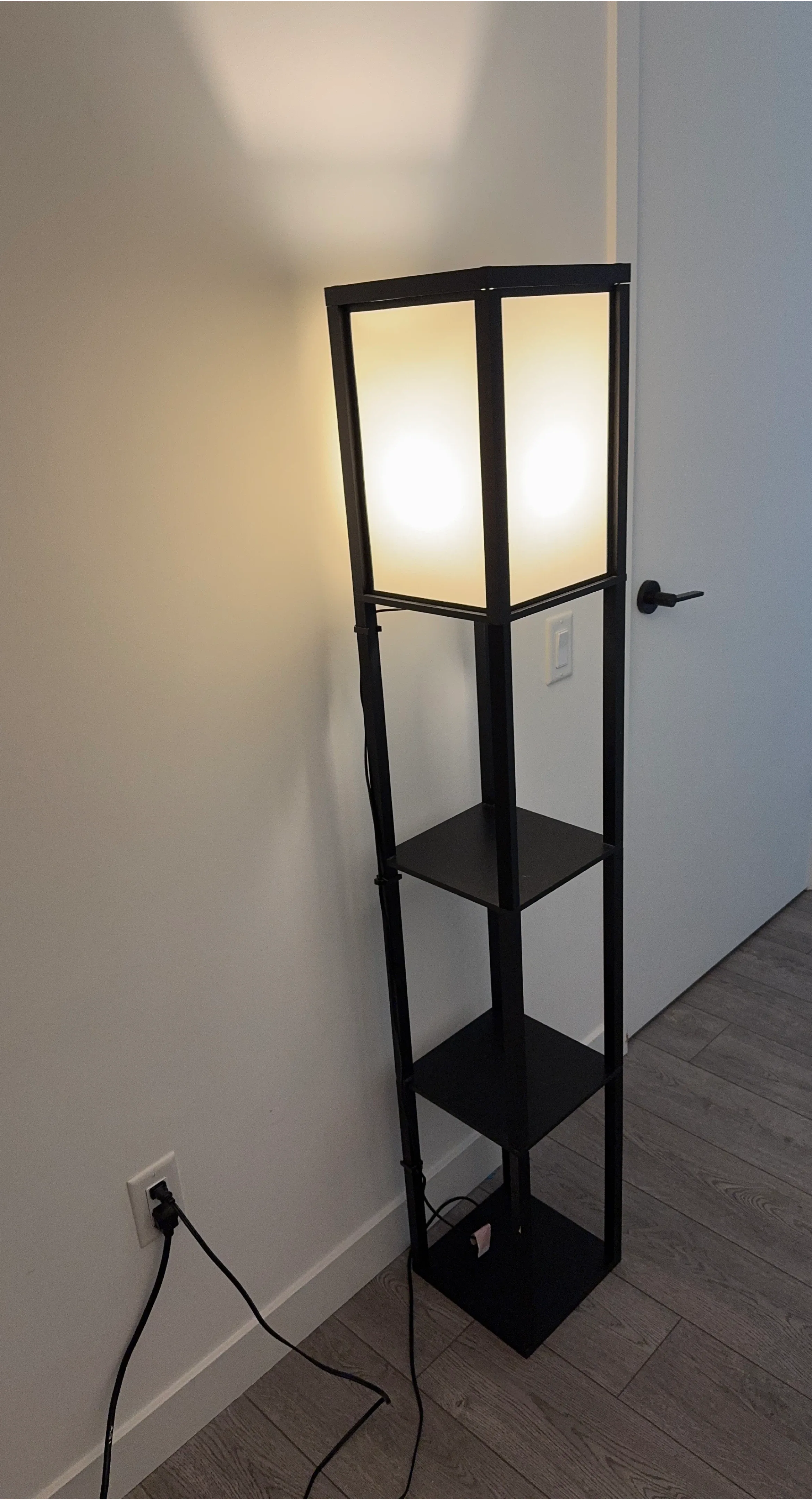 Black Floor Lamp with Shelves