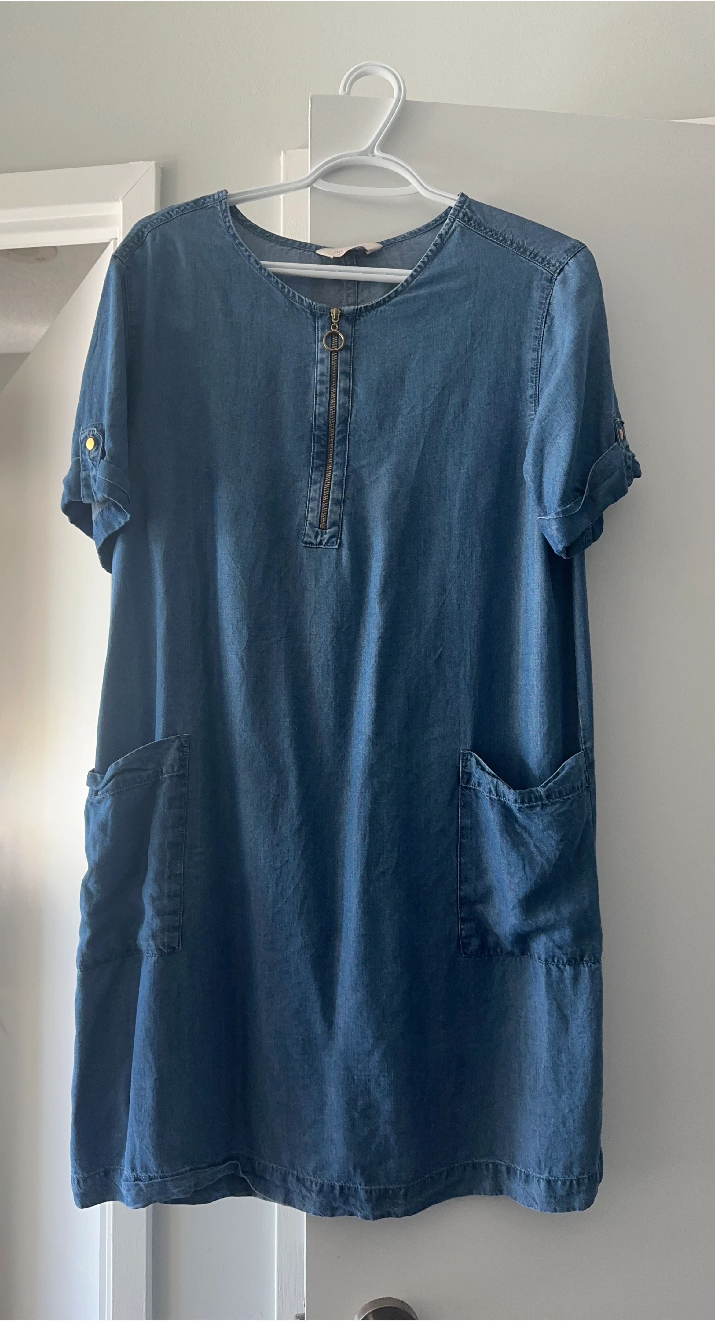 Denim Dress with Zipper Detail image indicator(1)