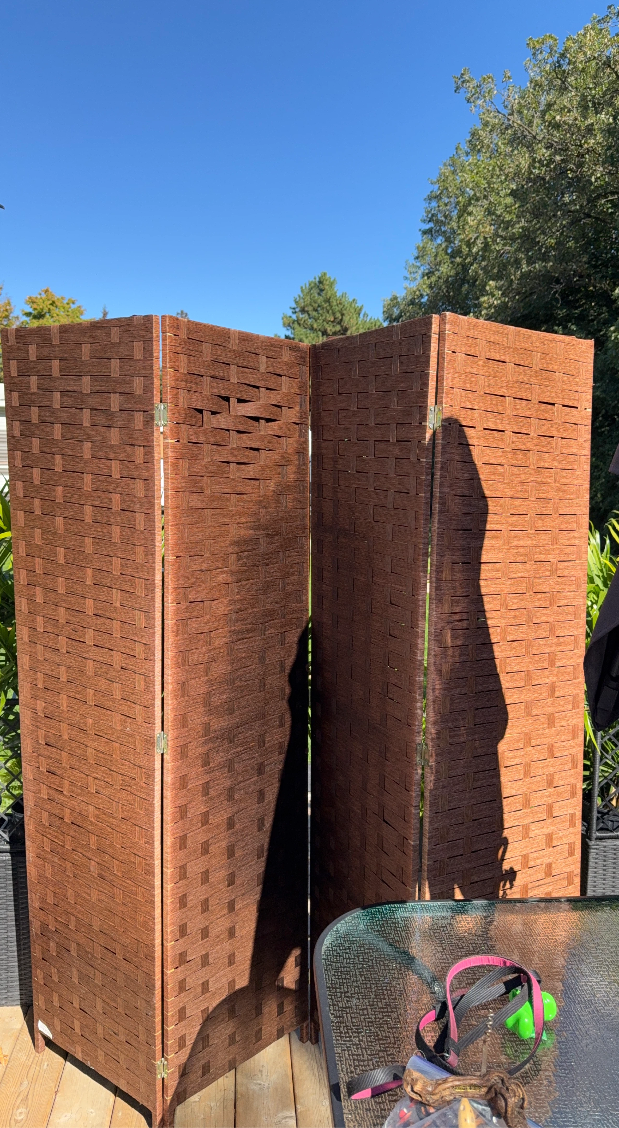 Brown Woven Room Divider - Privacy Screen thumbnail