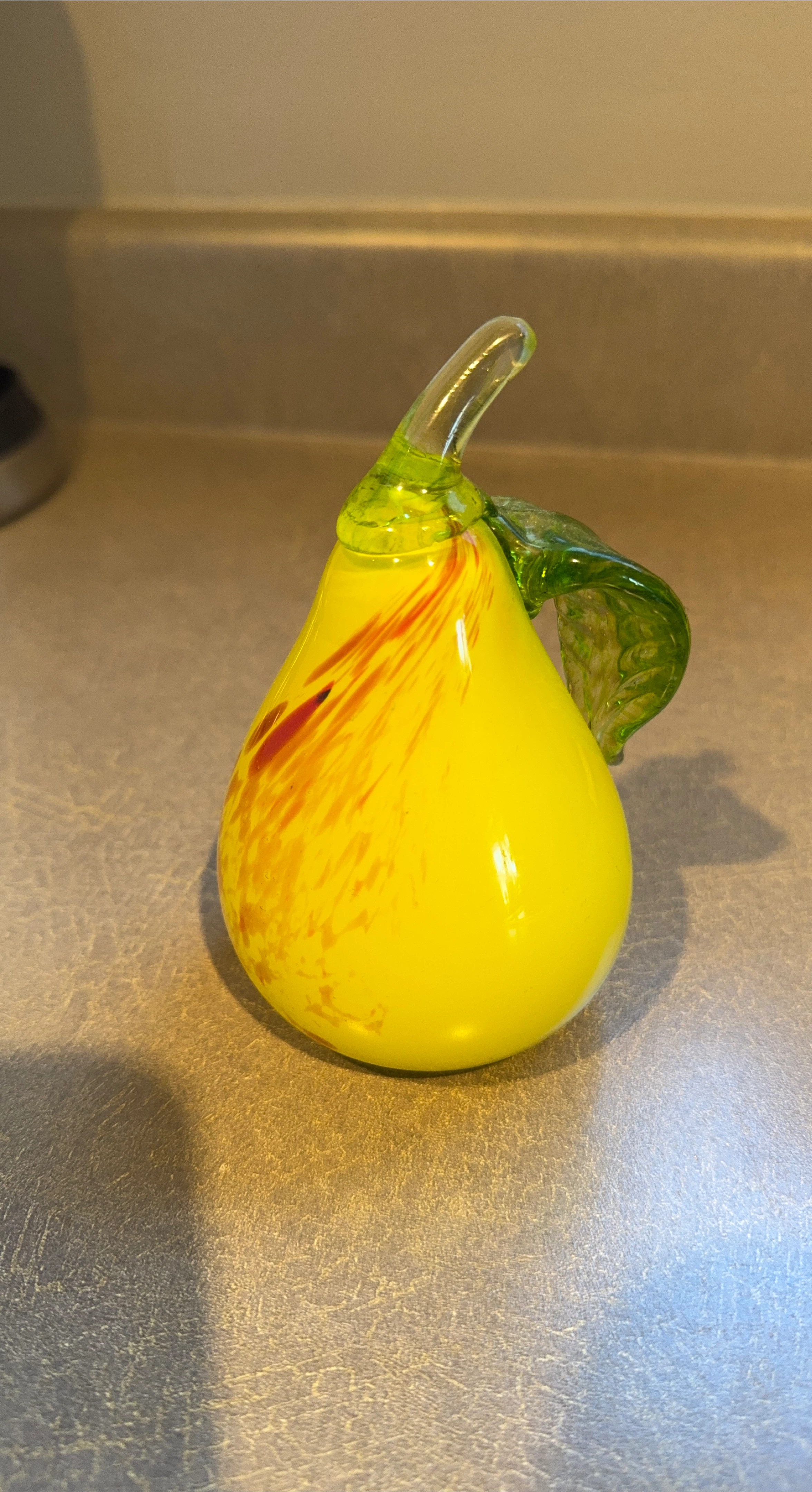 Yellow Glass Pear Figurine thumbnail