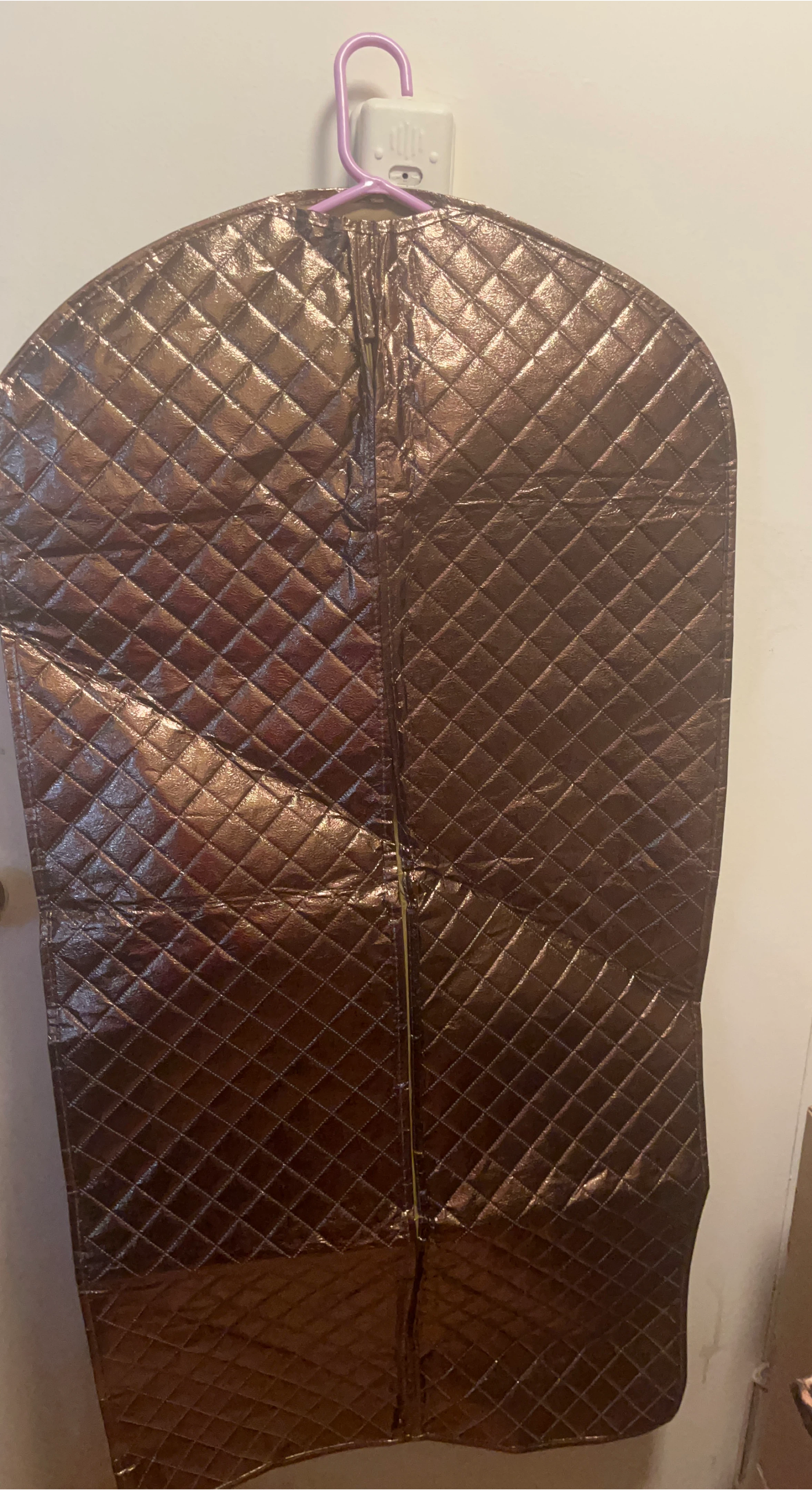 Quilted Brown Metallic Garment Bag thumbnail