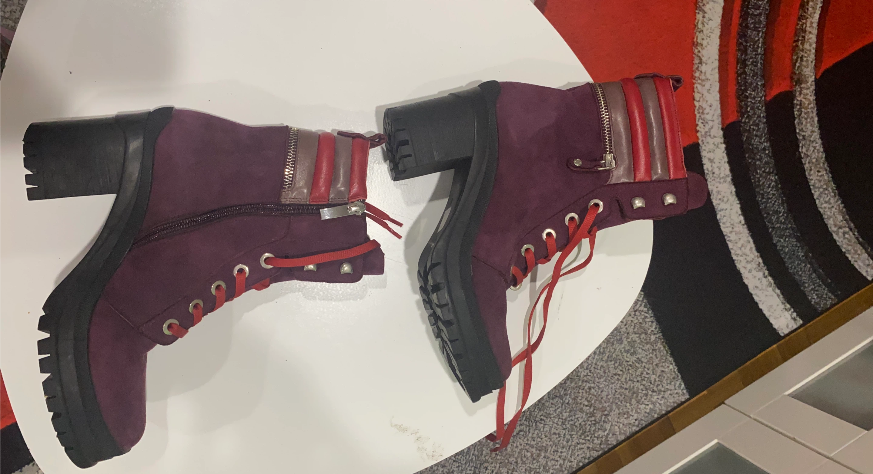 Burgundy Ankle Boots with Laces thumbnail