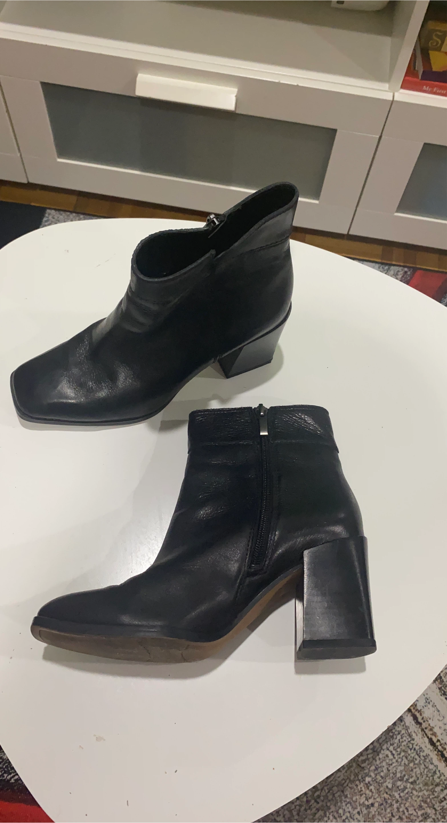 Black Leather Heeled Ankle Boots thumbnail