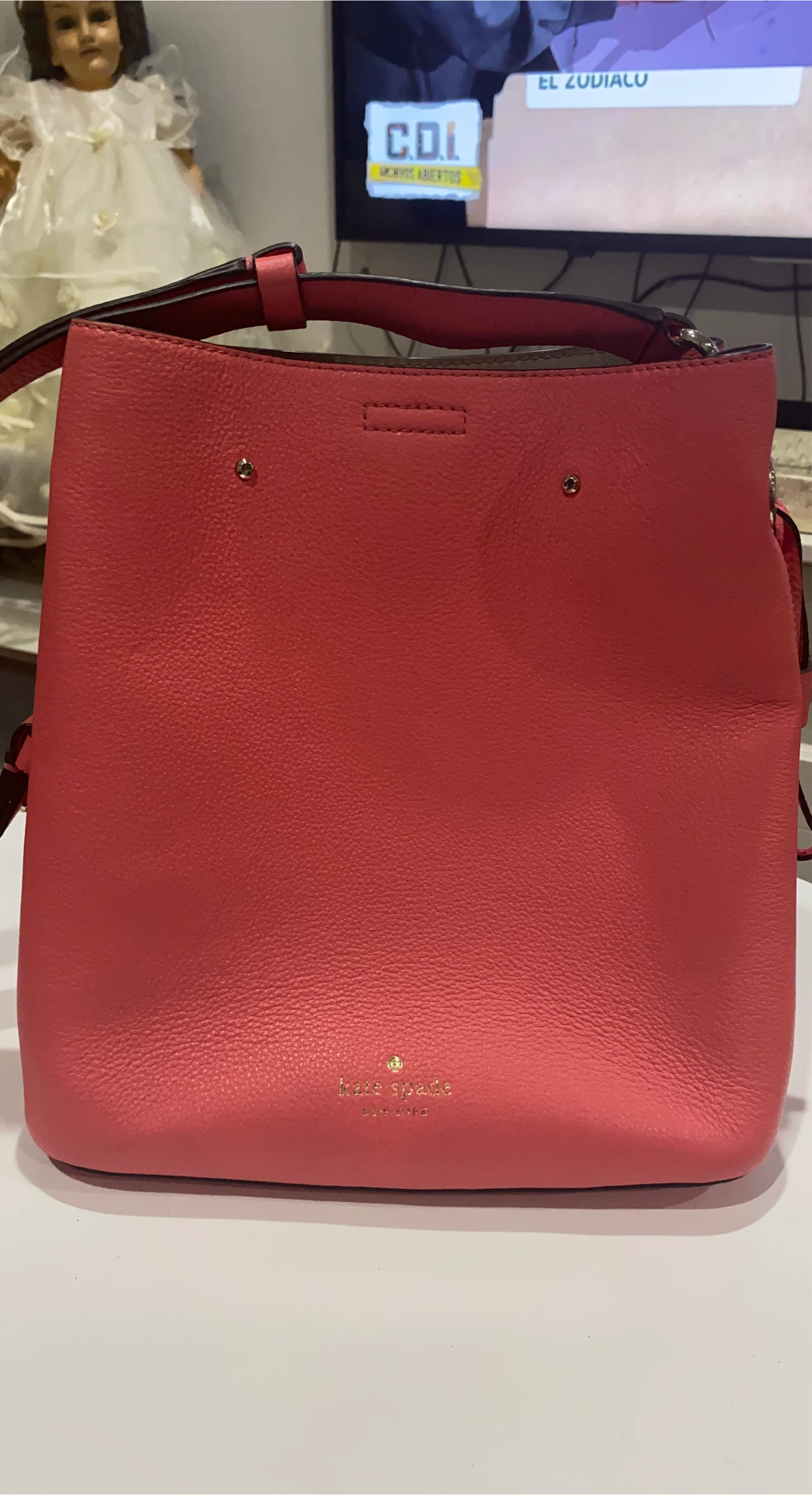 Kate Spade Coral Leather Bucket Bag thumbnail