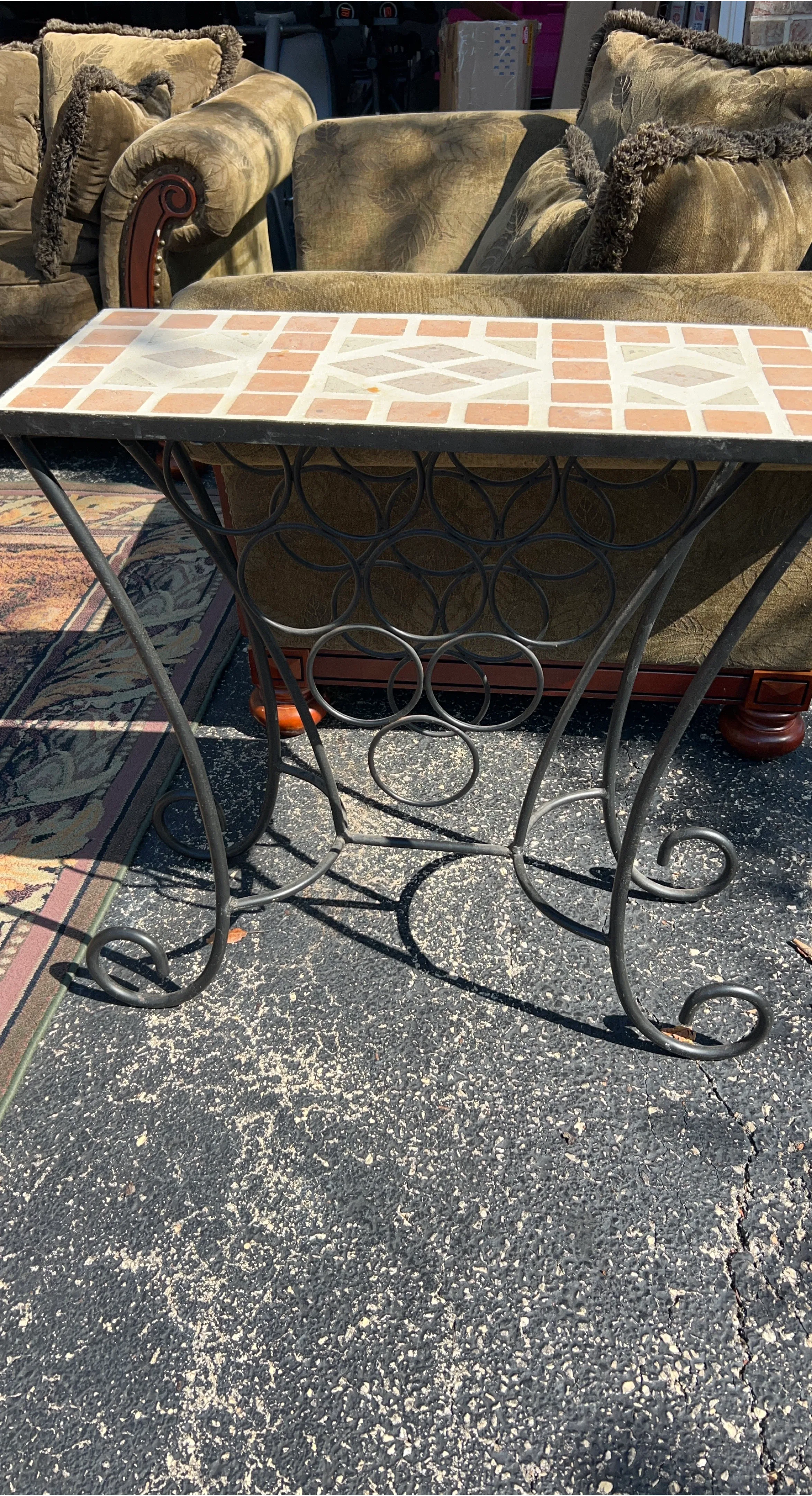 Tile Top Metal Accent Table