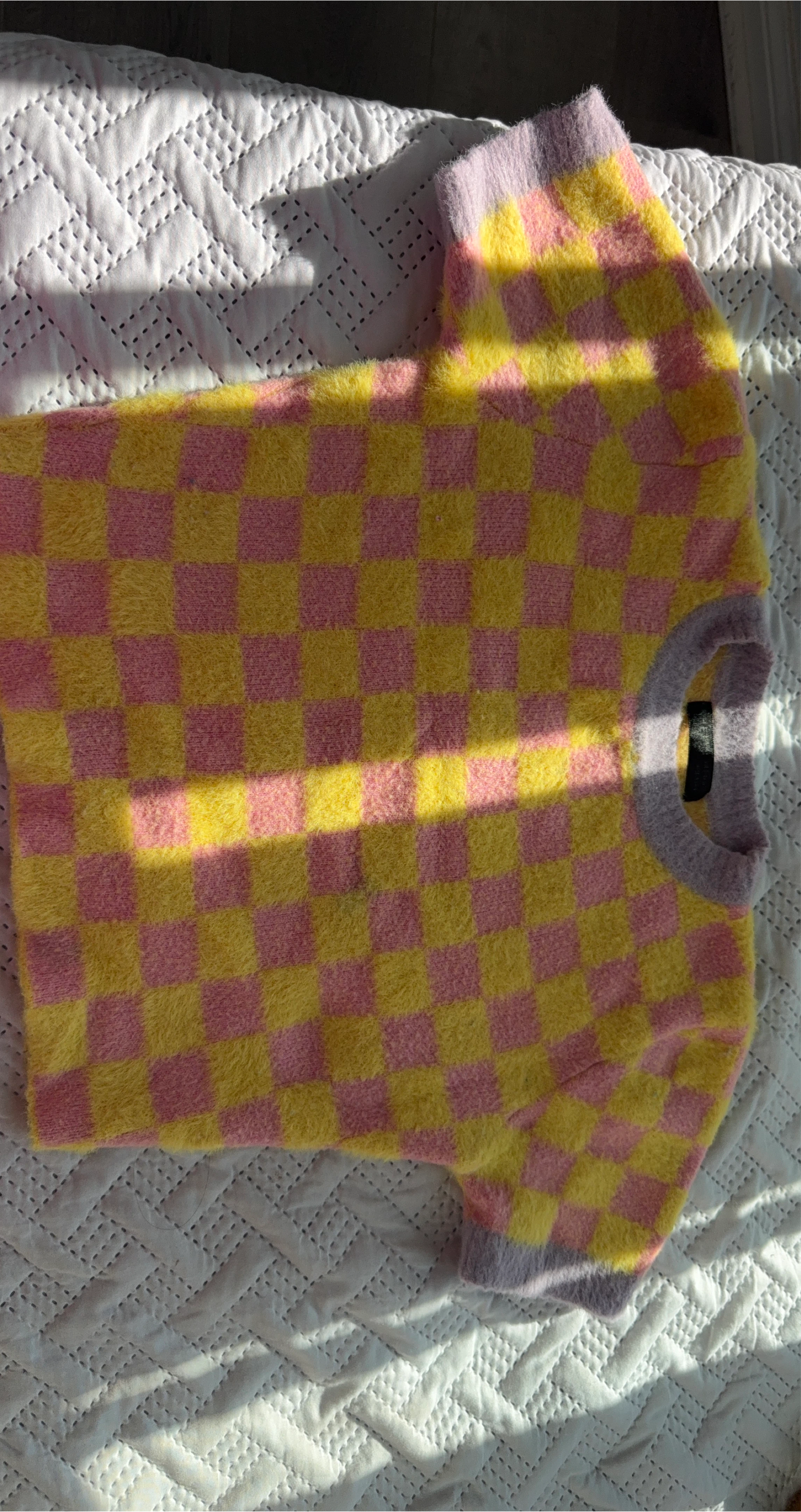 Pink & Yellow Checkered Sweater thumbnail