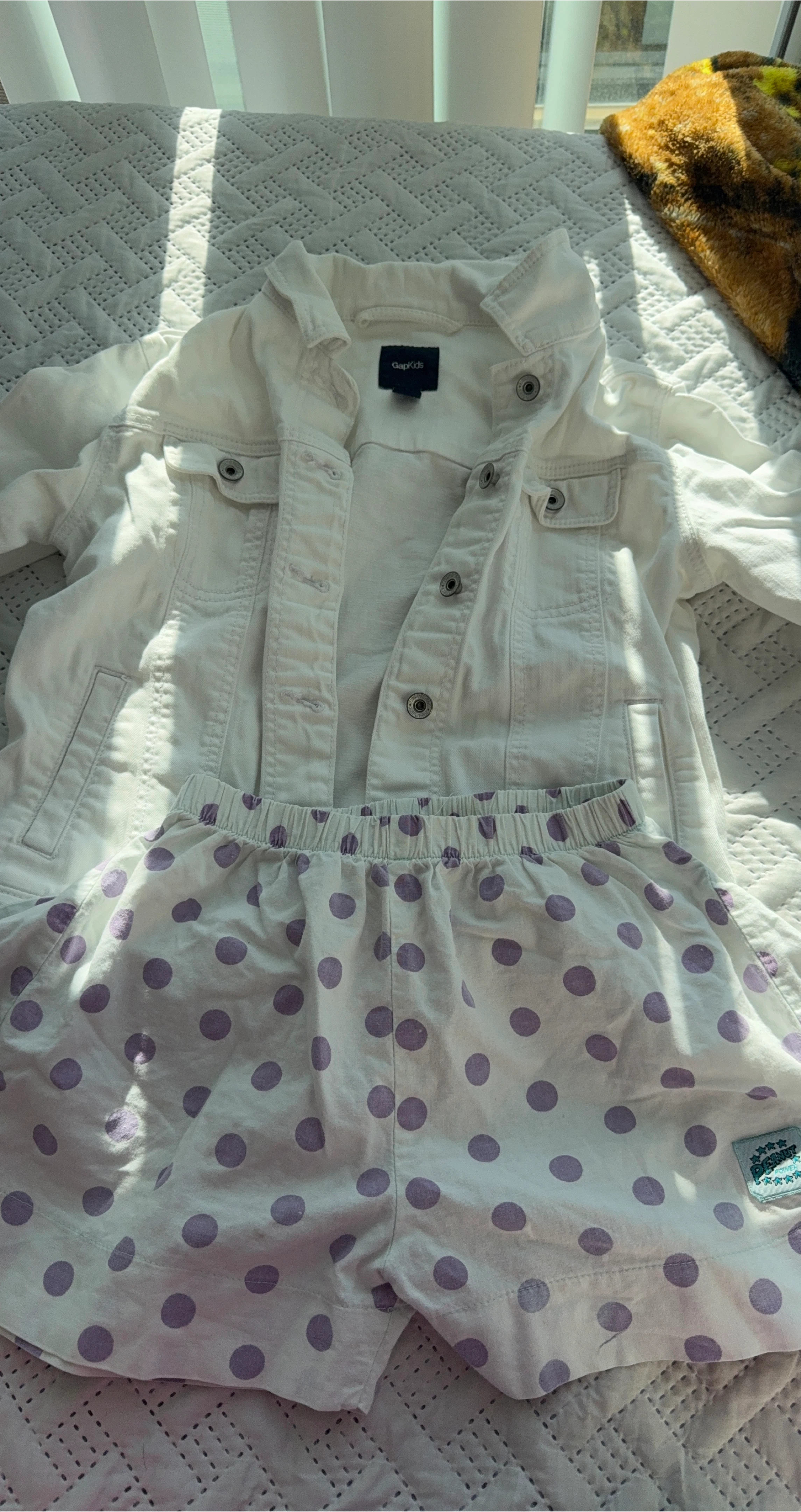 Gap Kids White Denim Jacket & Polka Dot Shorts thumbnail