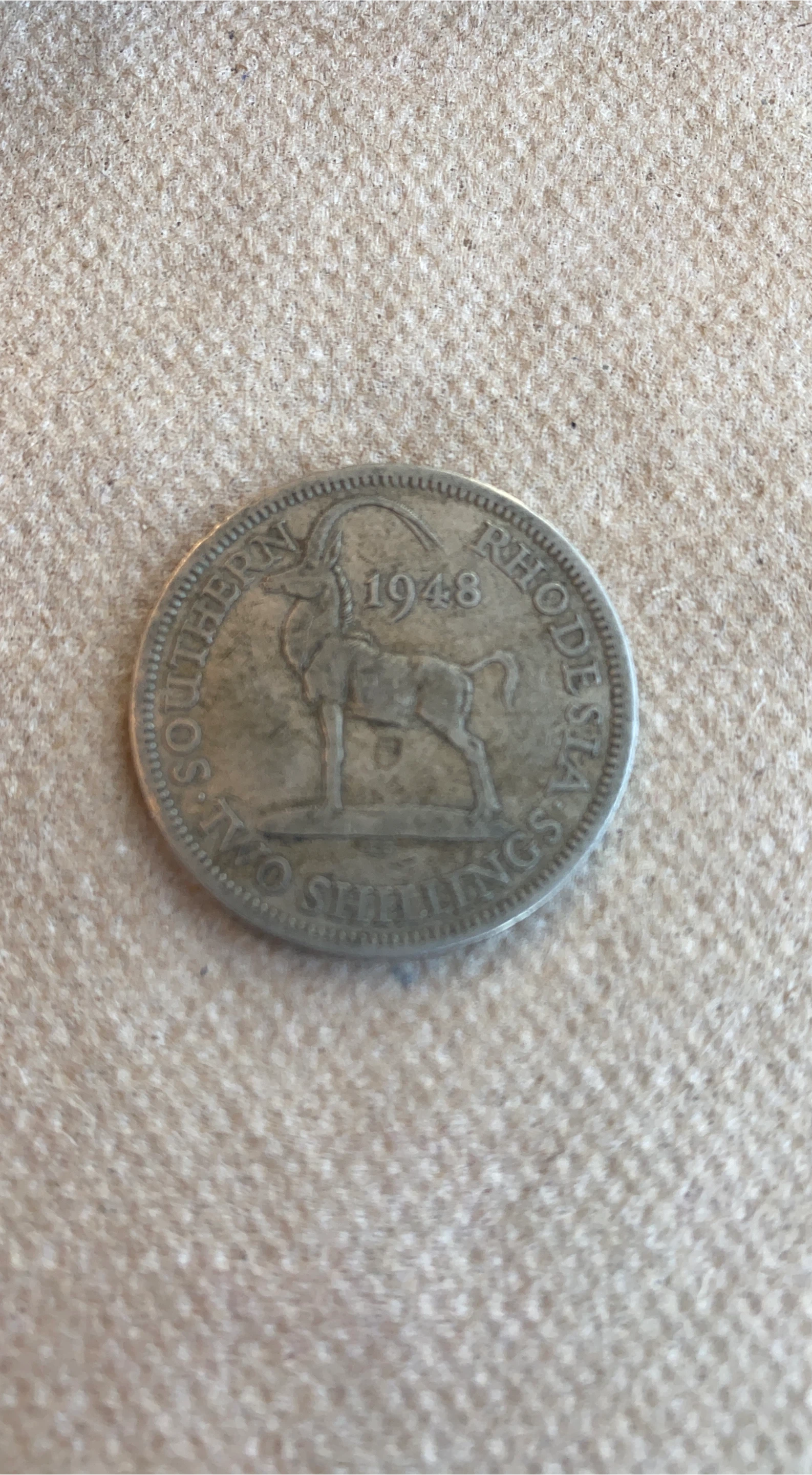 1948 Southern Rhodesia Two Shillings Coin thumbnail