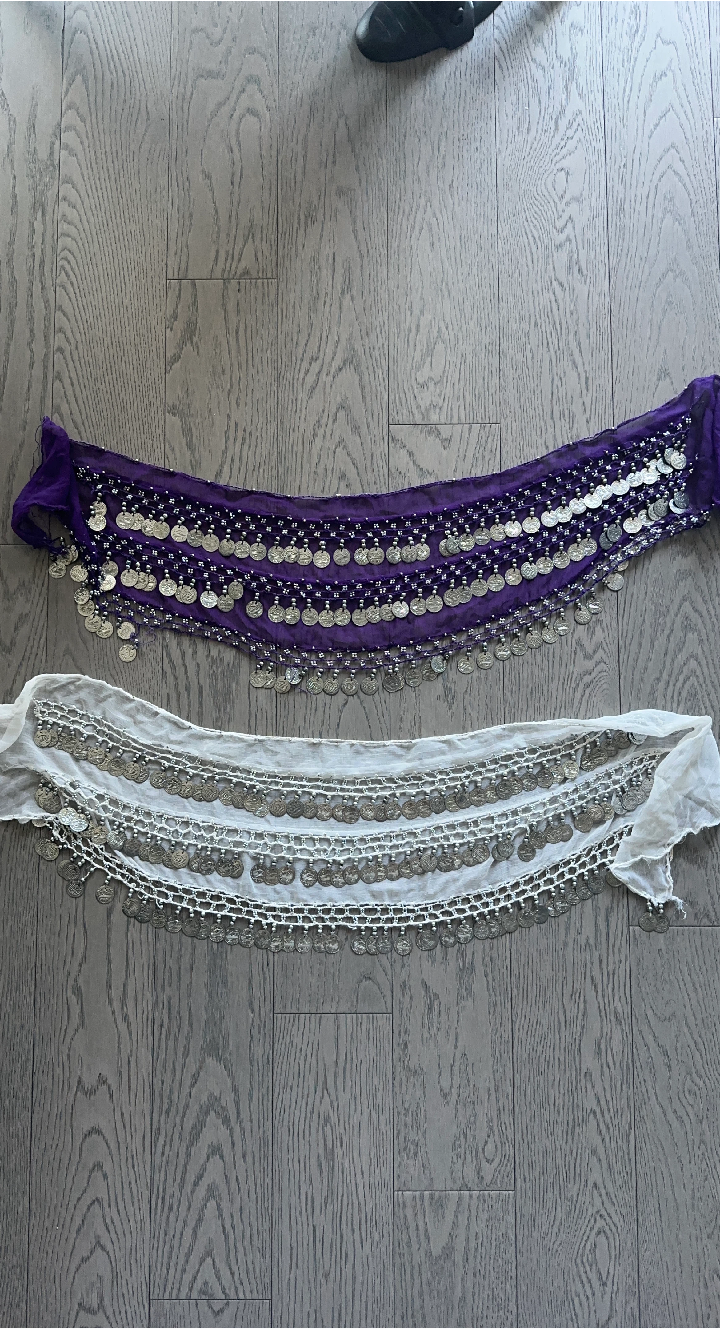 Belly Dance Hip Scarves - Purple & White thumbnail