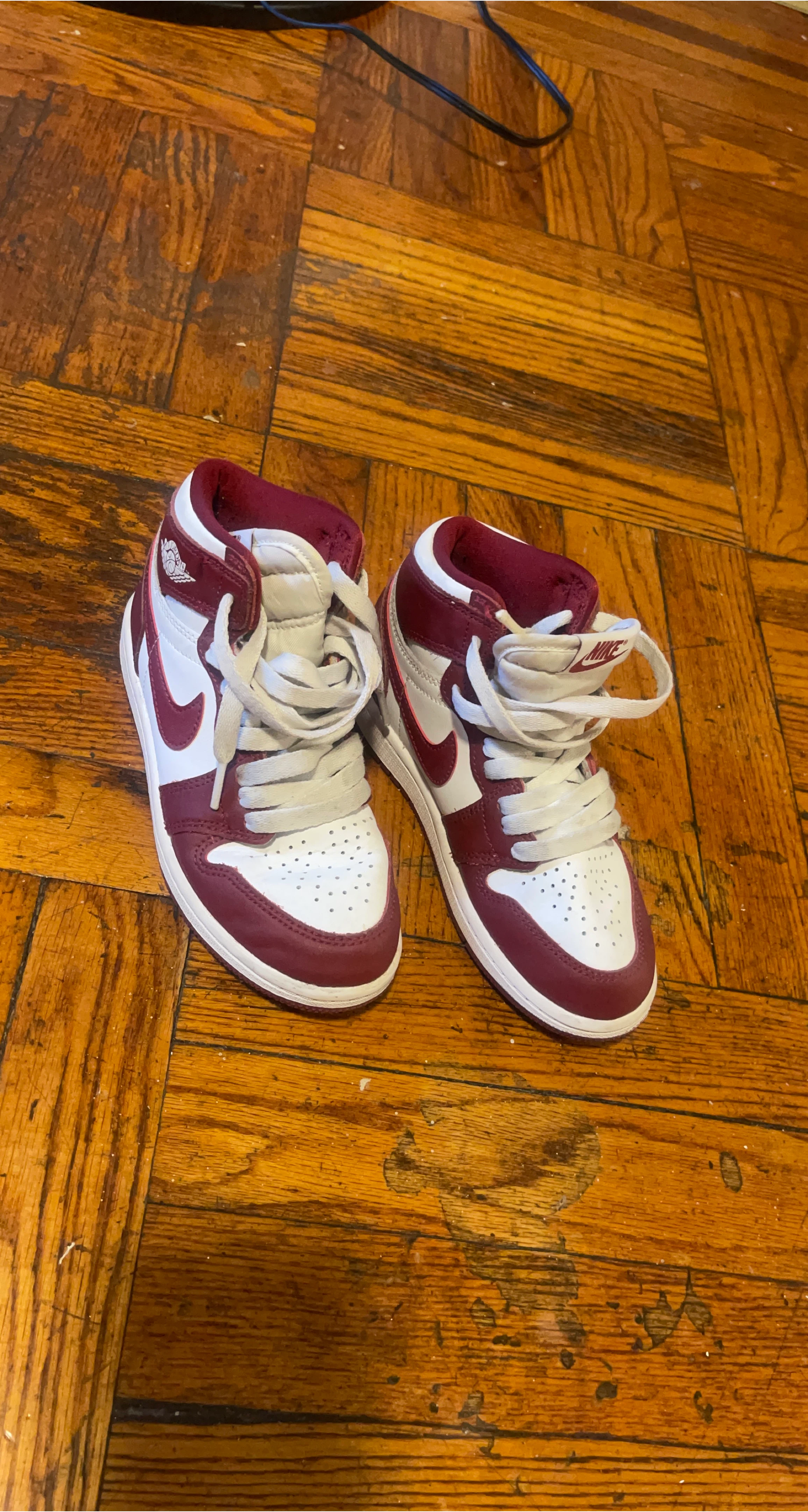 Nike Air Jordan 1 Maroon/White Sneakers thumbnail
