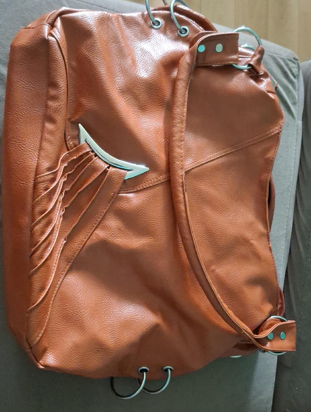 Brown Faux Leather Backpack thumbnail