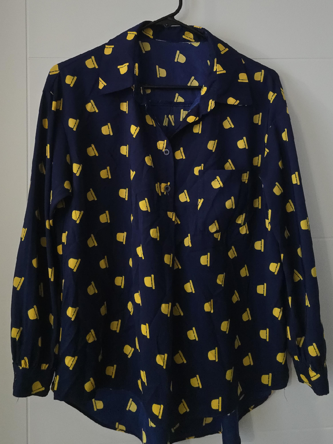 Navy Blue Blouse with Yellow Pattern thumbnail