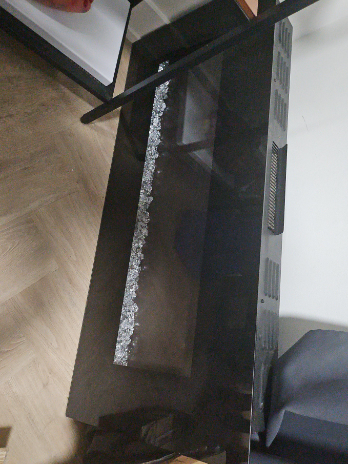 Electric Fireplace with Crystals - Modern Black thumbnail