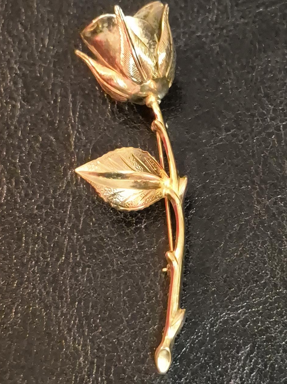 Vintage Gold Rose Brooch