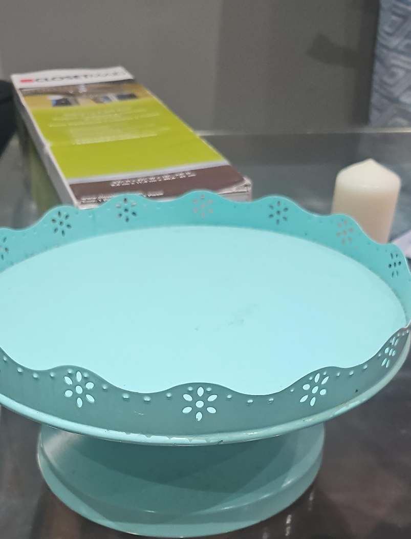 Light Blue/ teal Metal Cake Stand thumbnail