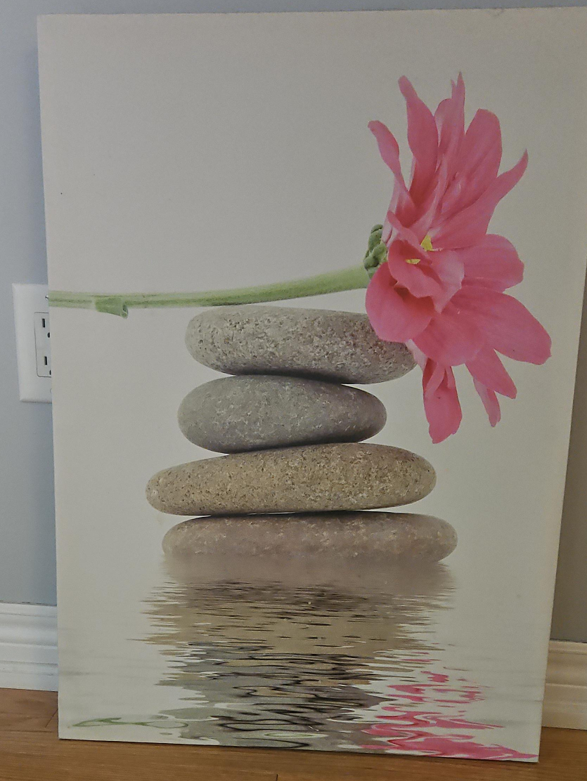 Canvas Zen Stone and Flower Wall Art thumbnail