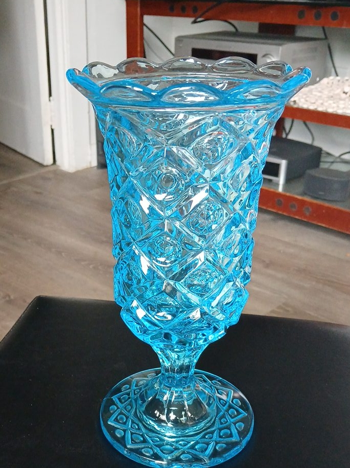 Vintage Indiana Glass Diamond Point Vase thumbnail
