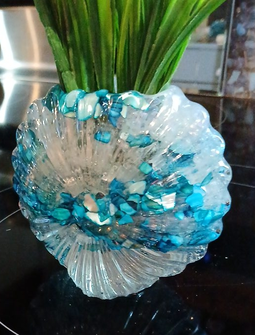 Decorative Vase with Turquoise Accents. Made by Cheryl thumbnail