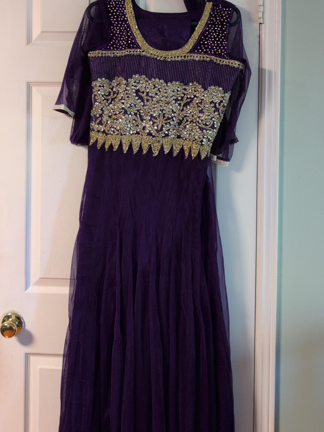 Purple Embroidered Anarkali Dress thumbnail