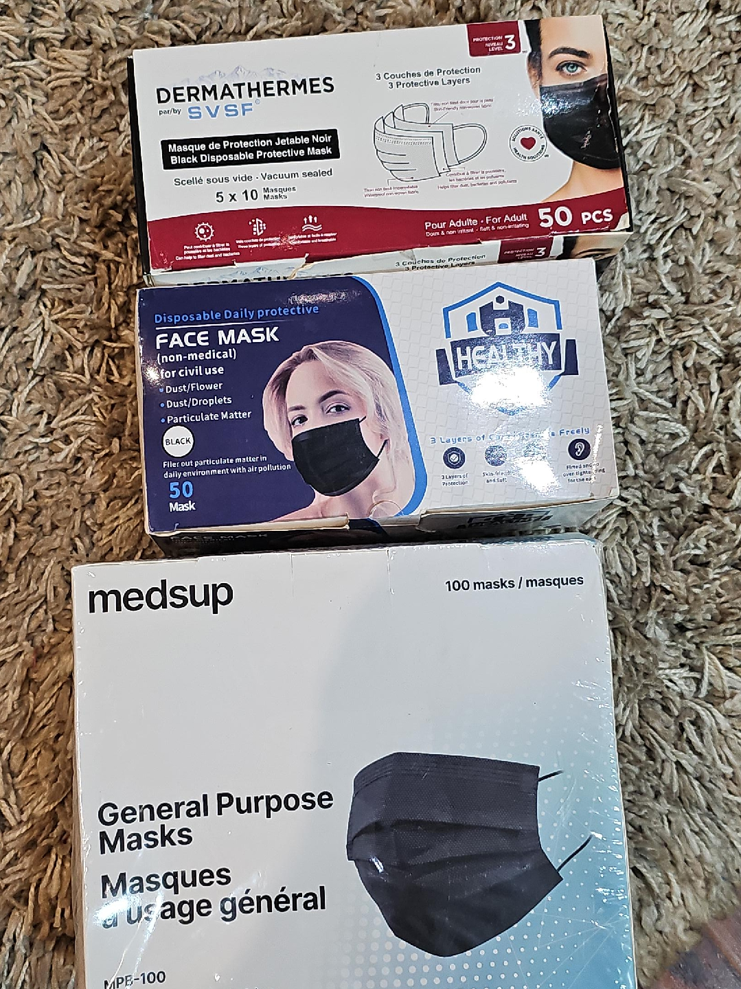 Variety Pack of Black Disposable Face Masks thumbnail