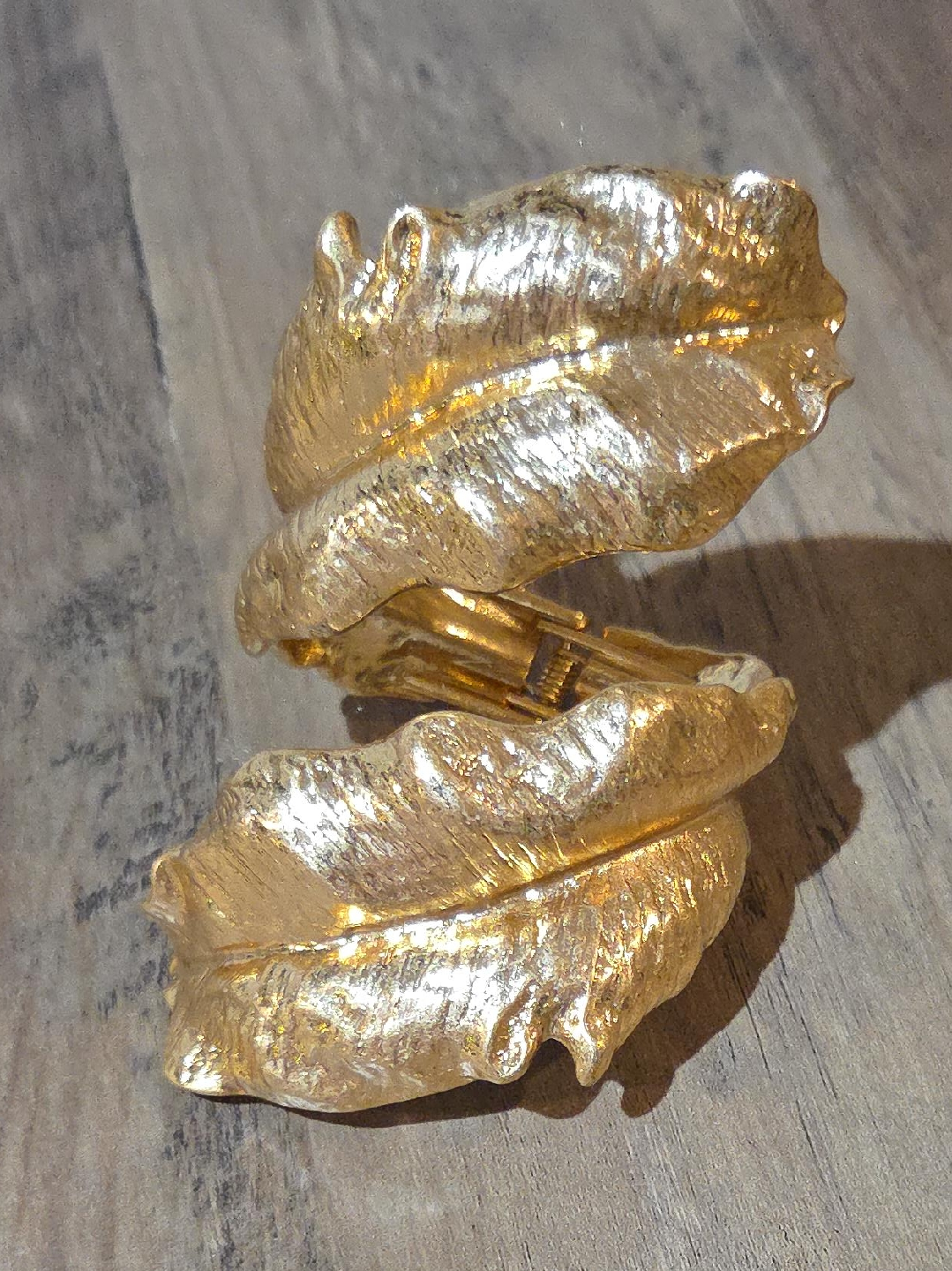 Zara Gold Tone Leaf Cuff Bracelet thumbnail